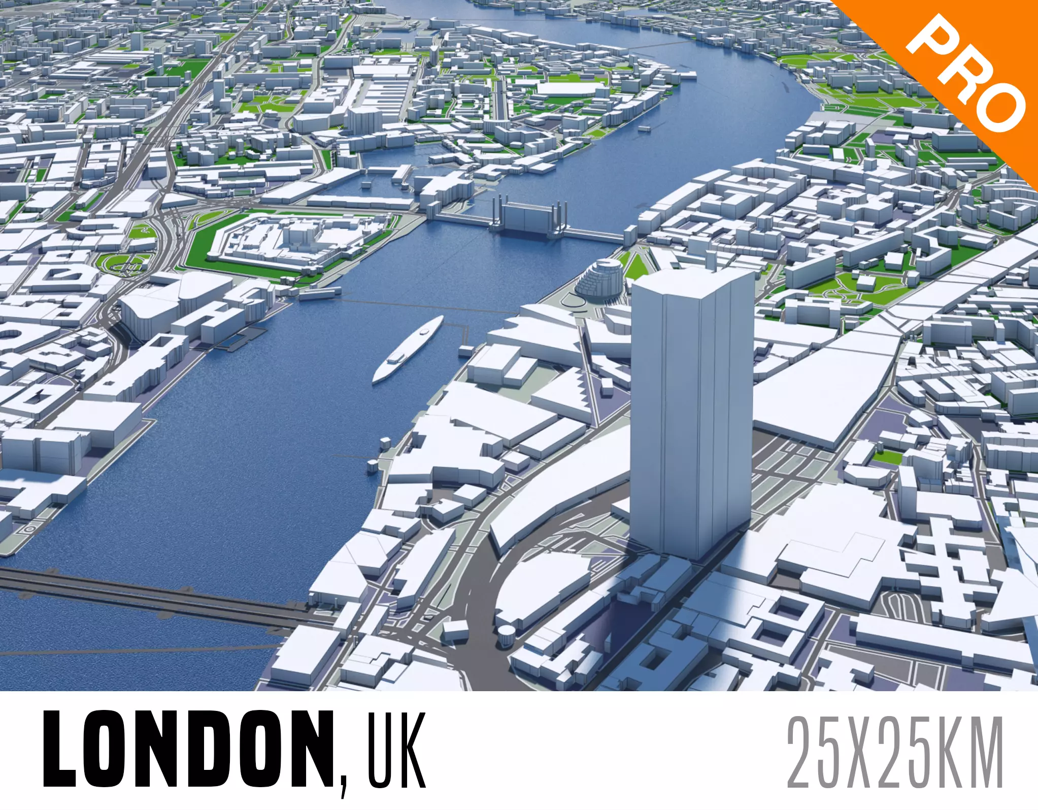 London City And Surroundings Low Poly 3D Town  Map  Low-poly 3D model_0