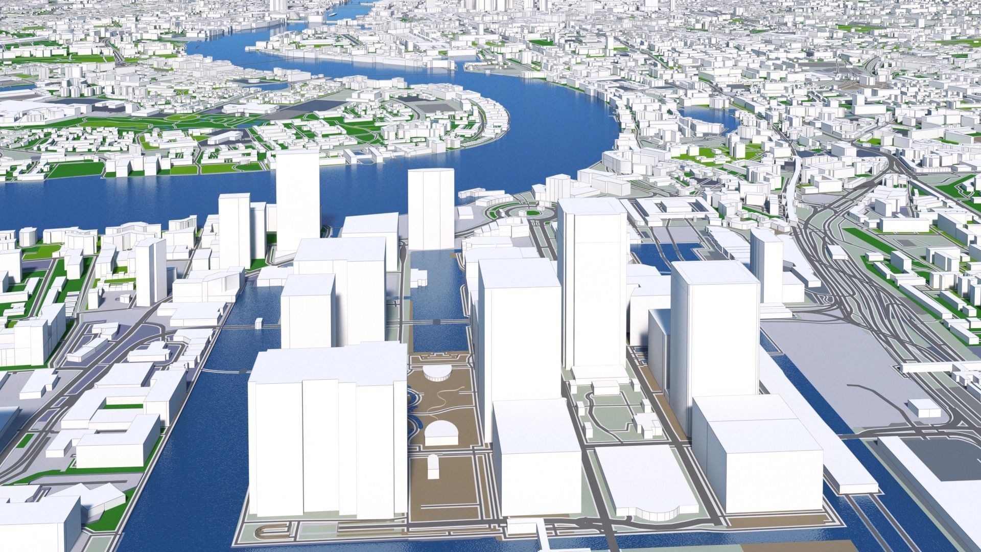 London City And Surroundings Low Poly 3D Town  Map  Low-poly 3D model_19