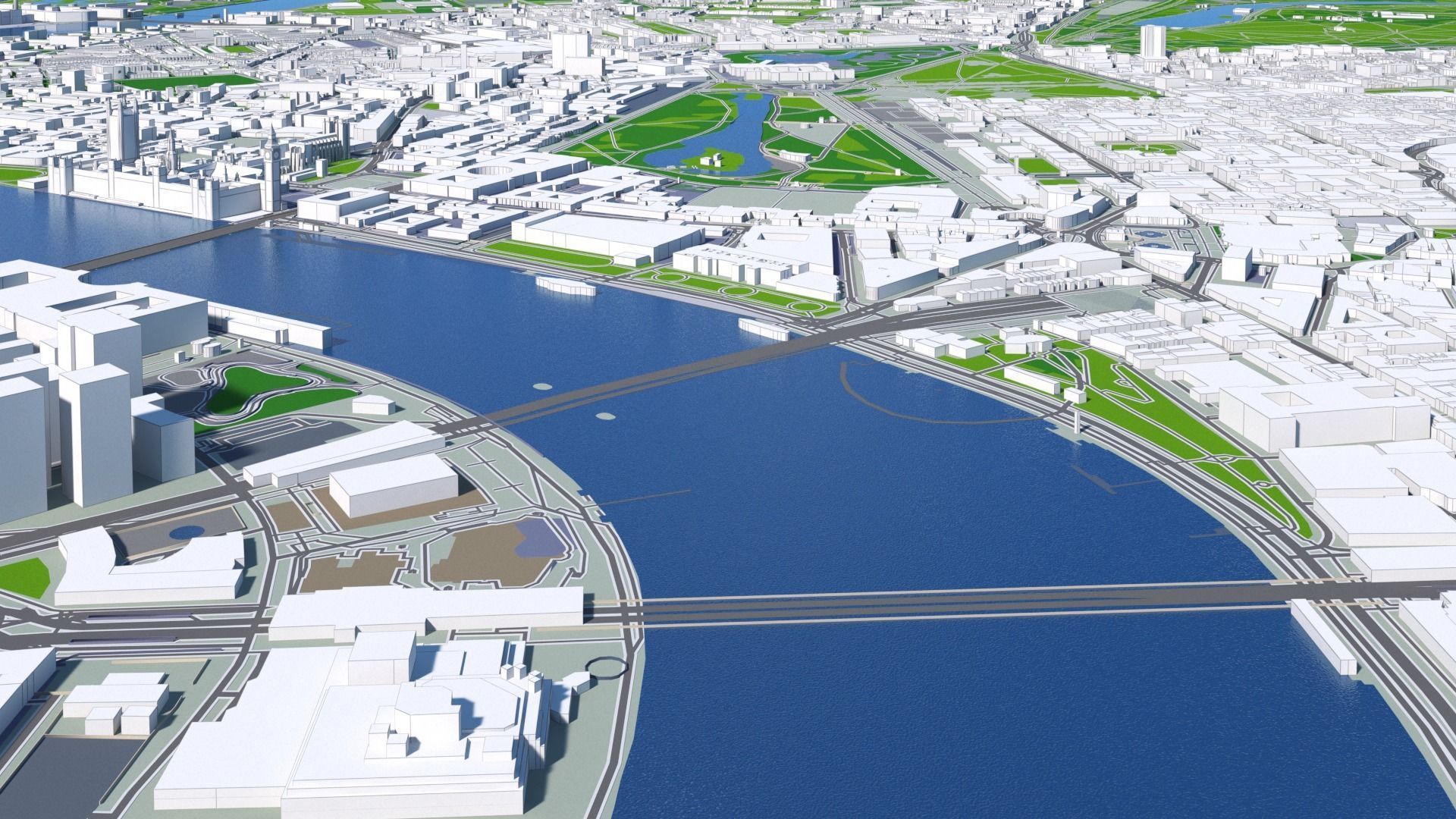 London City And Surroundings Low Poly 3D Town  Map  Low-poly 3D model_5