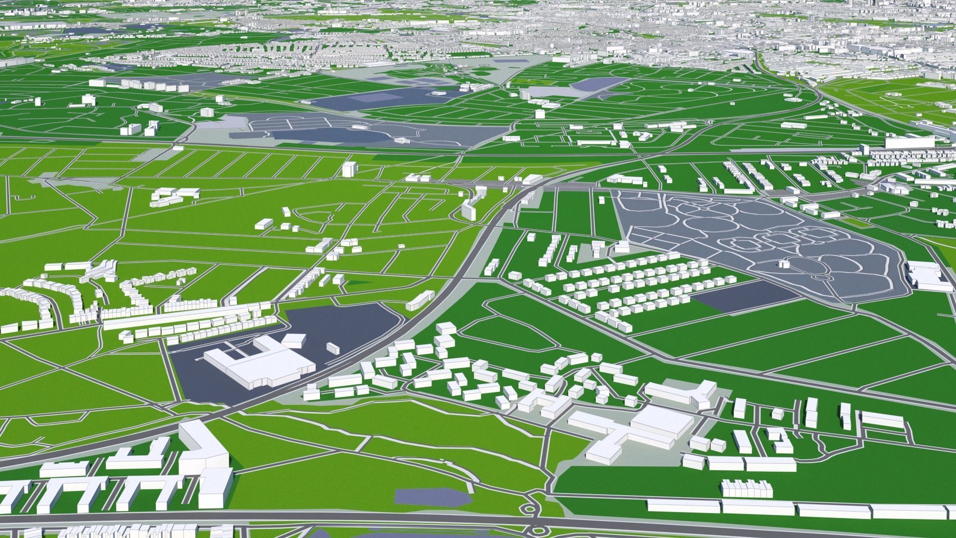 London City And Surroundings Low Poly 3D Town  Map  Low-poly 3D model_21