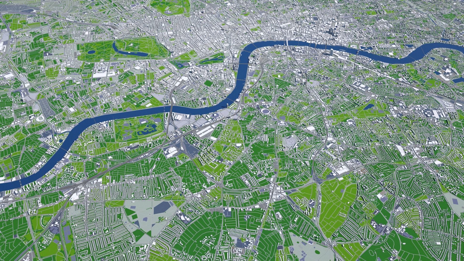 London City And Surroundings Low Poly 3D Town  Map  Low-poly 3D model_15
