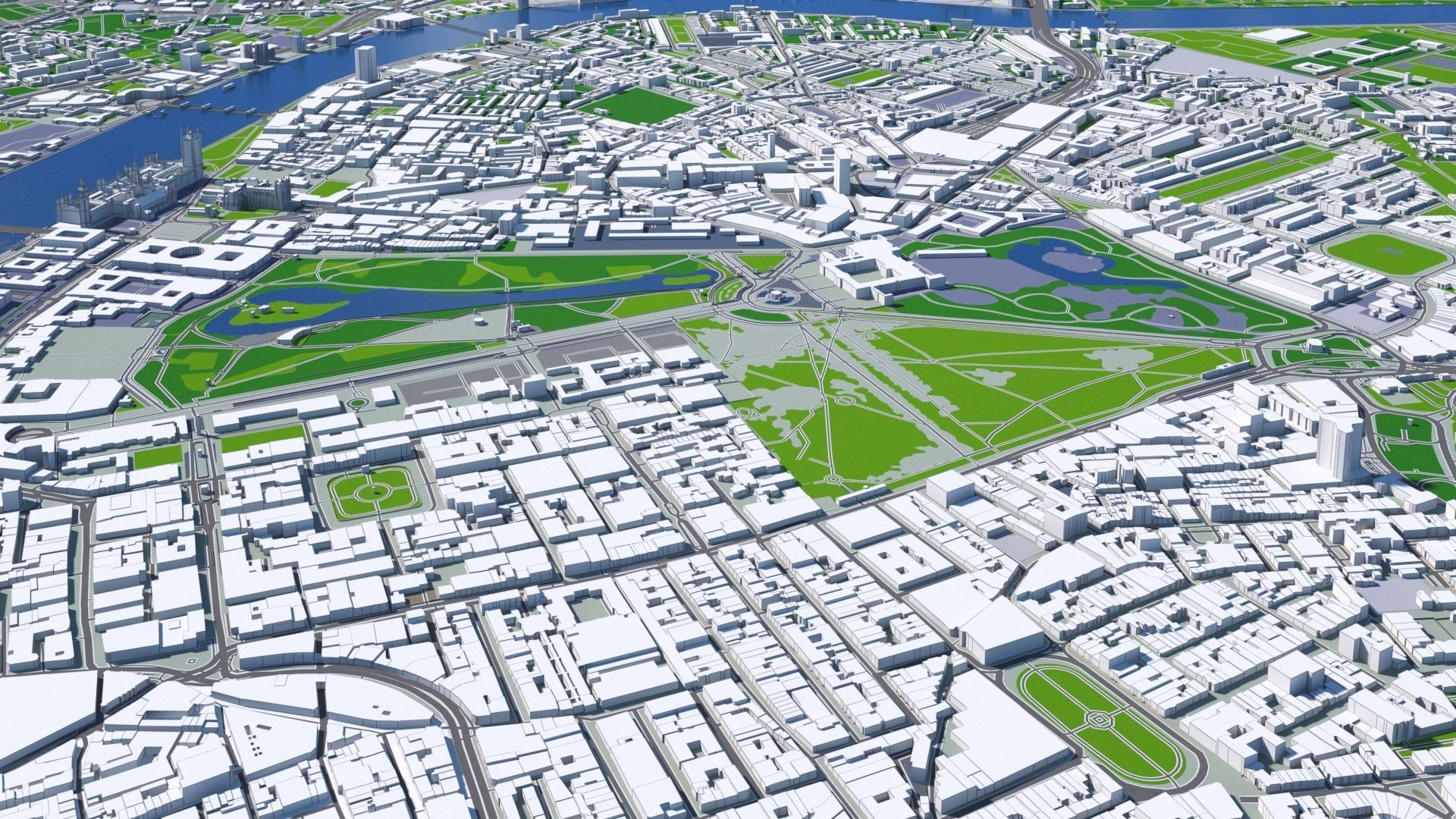 London City And Surroundings Low Poly 3D Town  Map  Low-poly 3D model_3