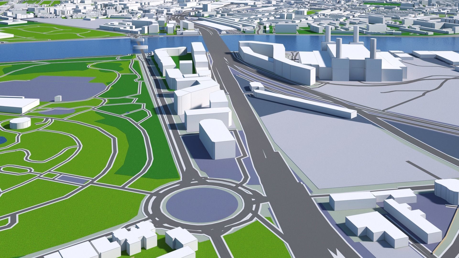 London City And Surroundings Low Poly 3D Town  Map  Low-poly 3D model_24