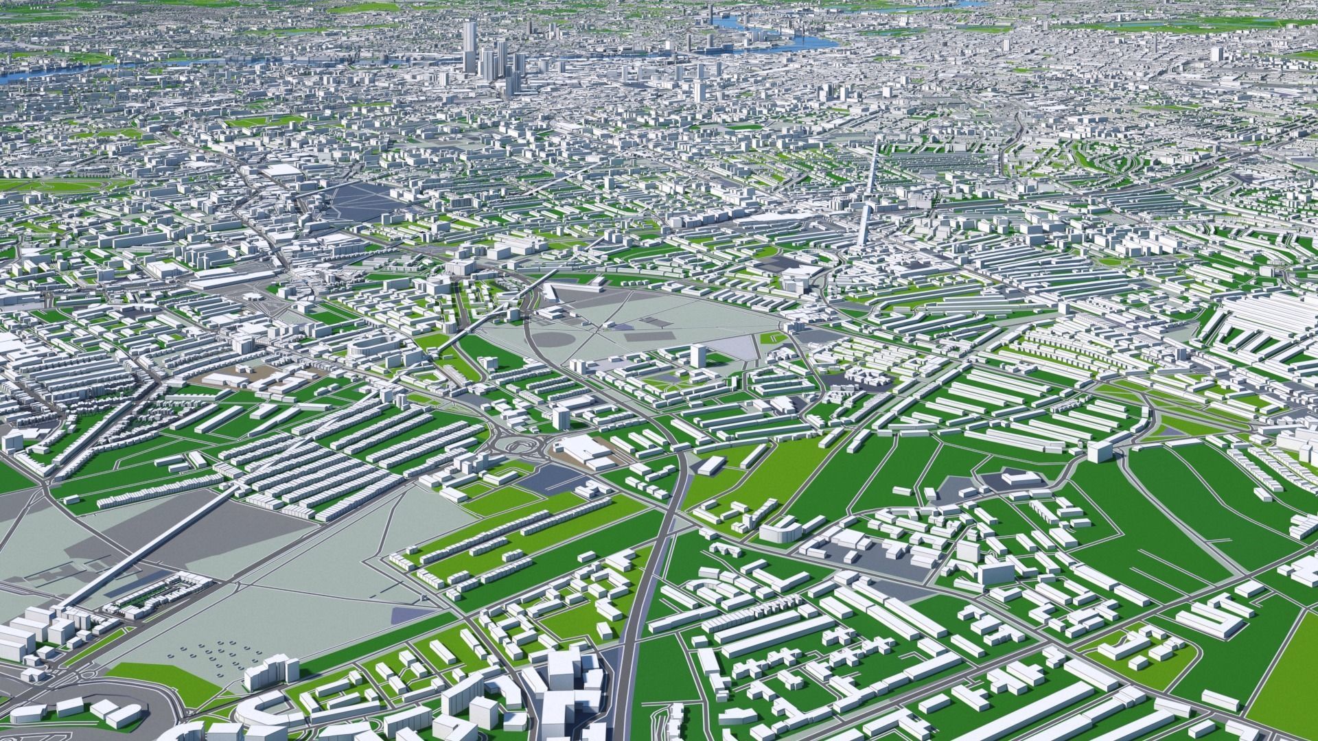 London City And Surroundings Low Poly 3D Town  Map  Low-poly 3D model_25