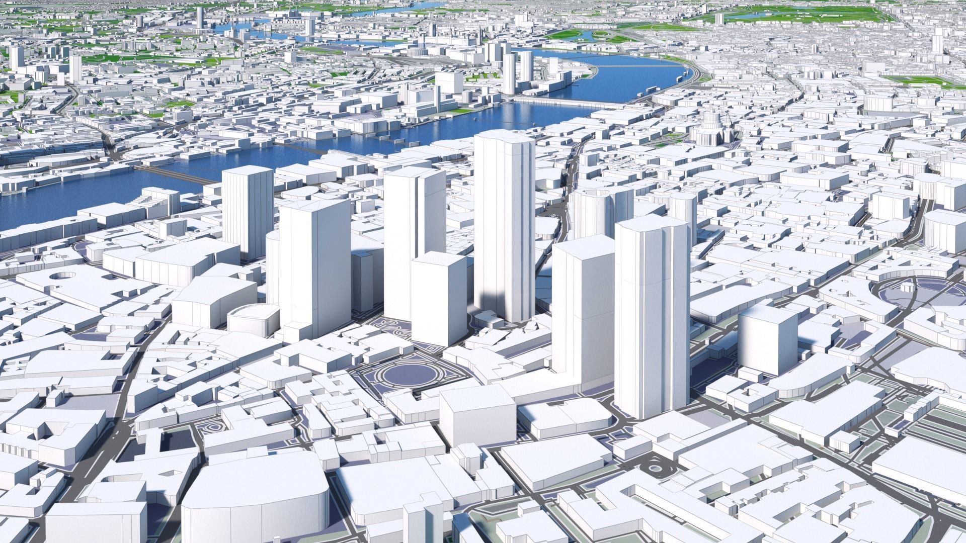 London City And Surroundings Low Poly 3D Town  Map  Low-poly 3D model_9