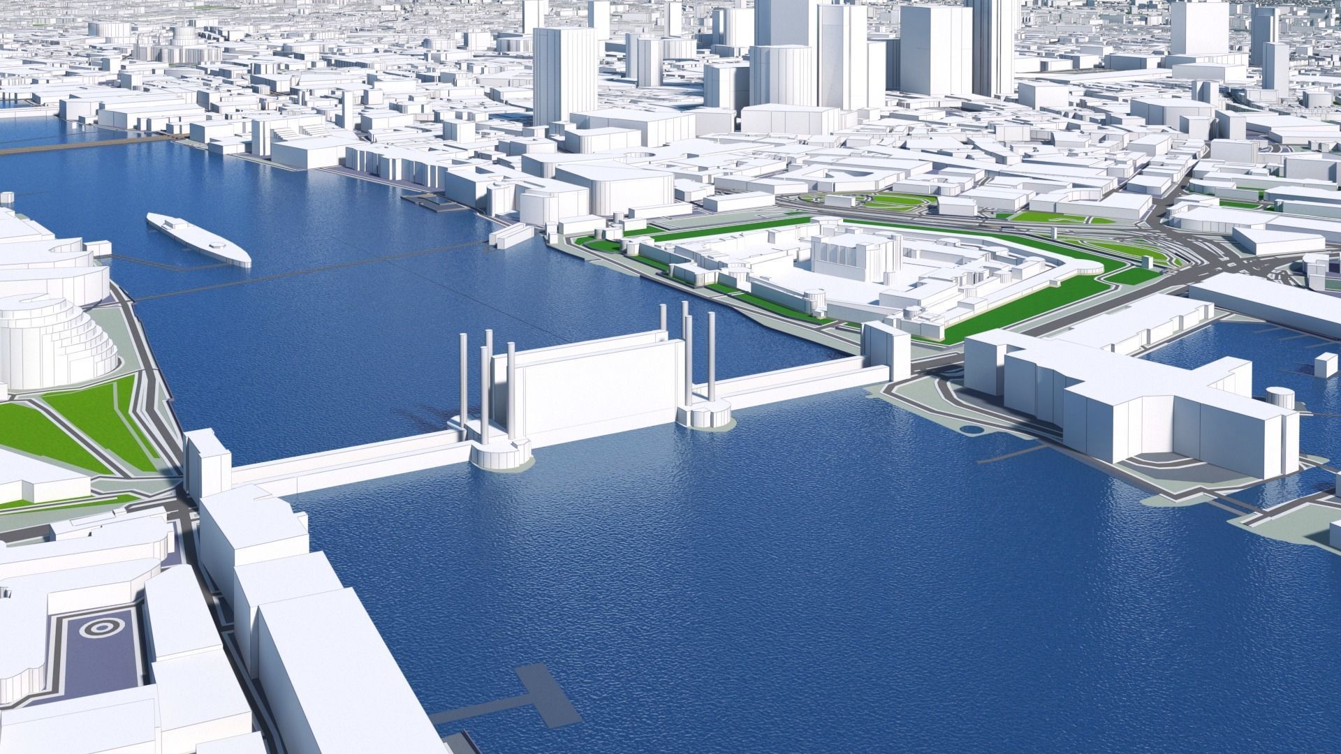 London City And Surroundings Low Poly 3D Town  Map  Low-poly 3D model_27