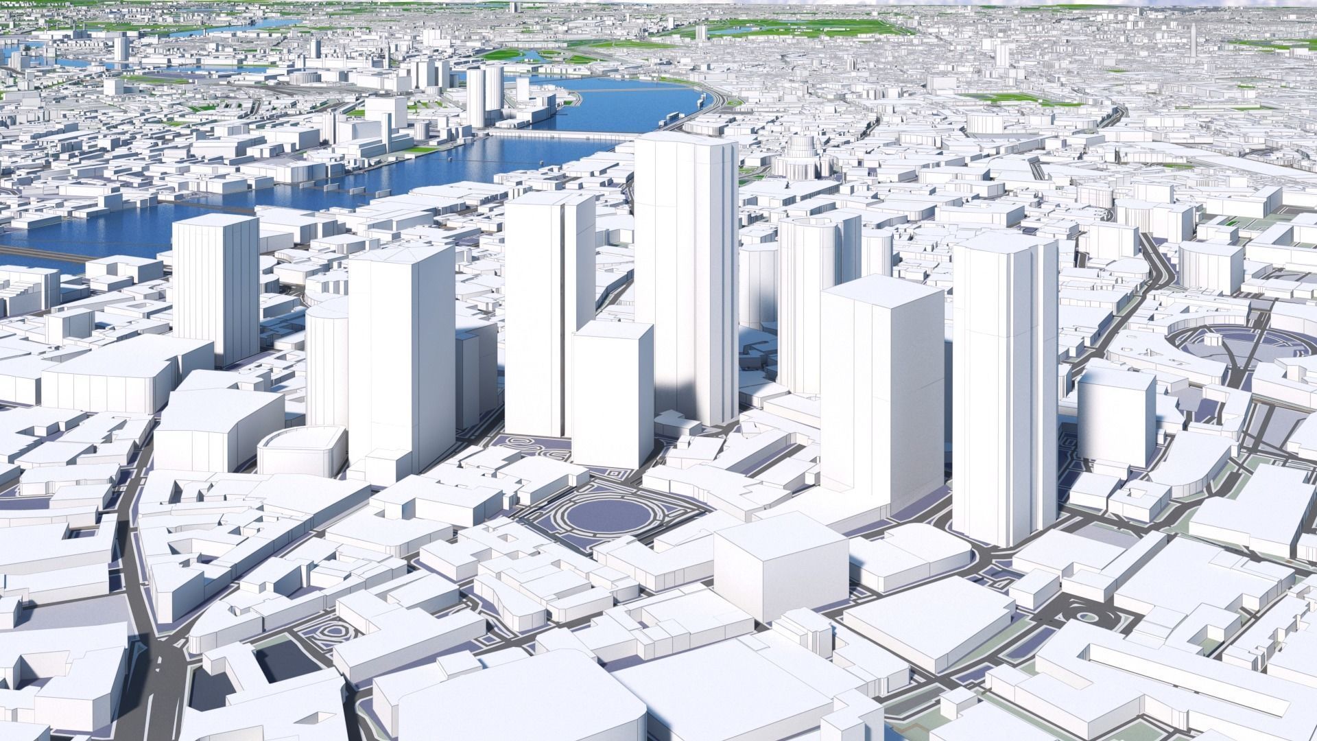 London City And Surroundings Low Poly 3D Town  Map  Low-poly 3D model_12