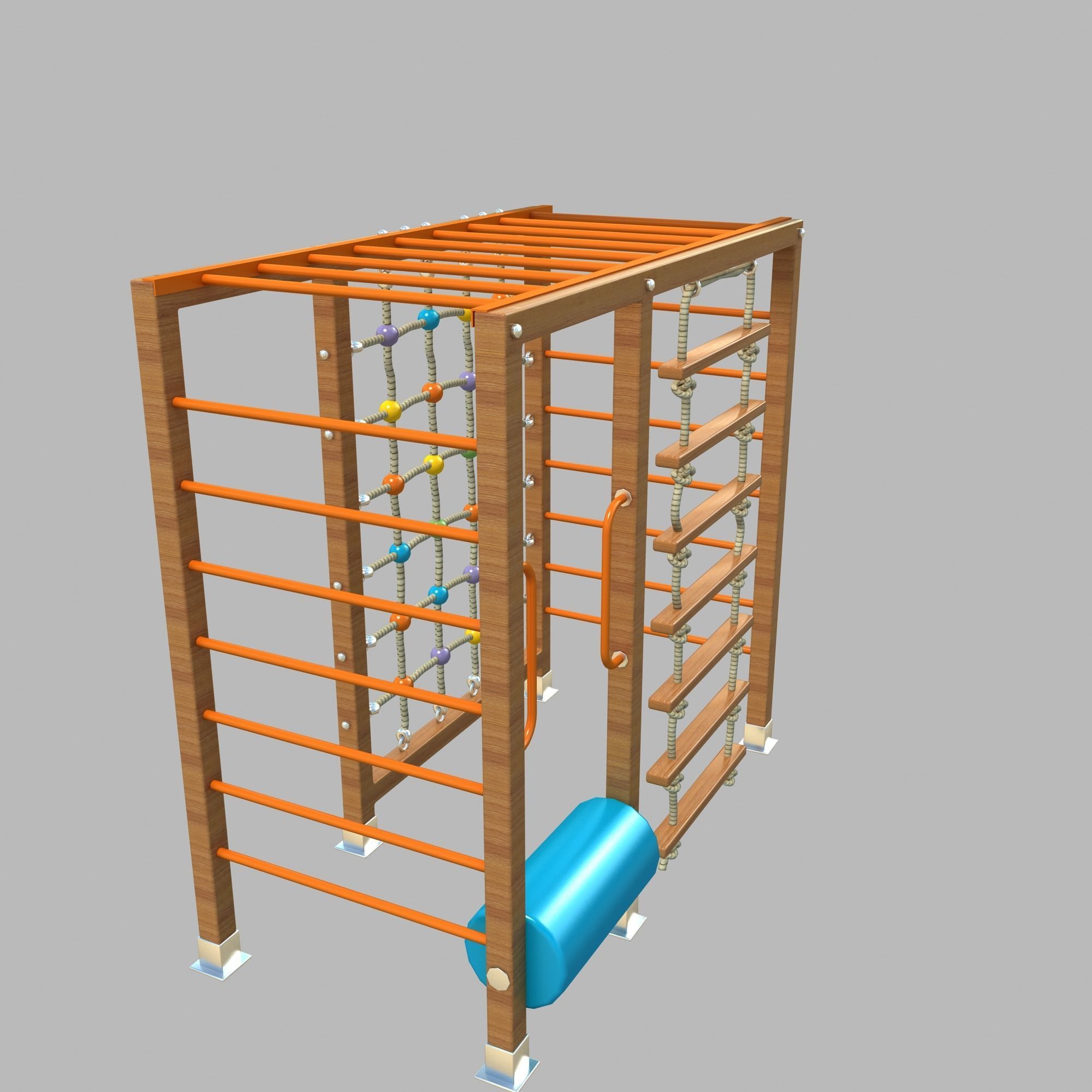 Wooden Playground Rope Climb For Kid and Games Low-poly 3D model_5