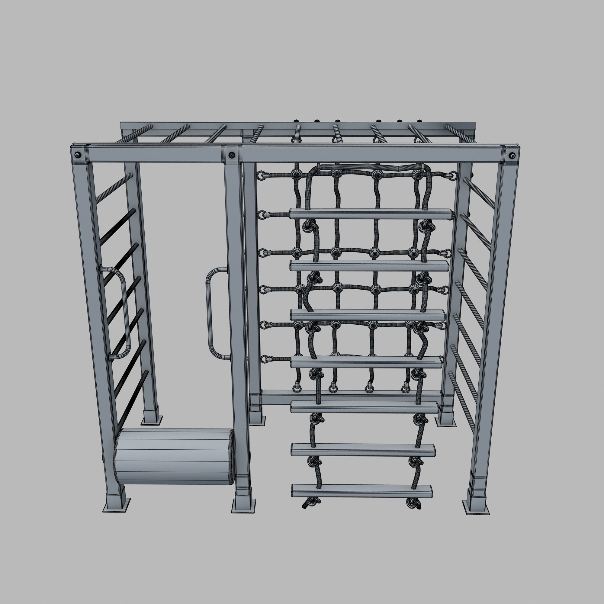 Wooden Playground Rope Climb For Kid and Games Low-poly 3D model_31