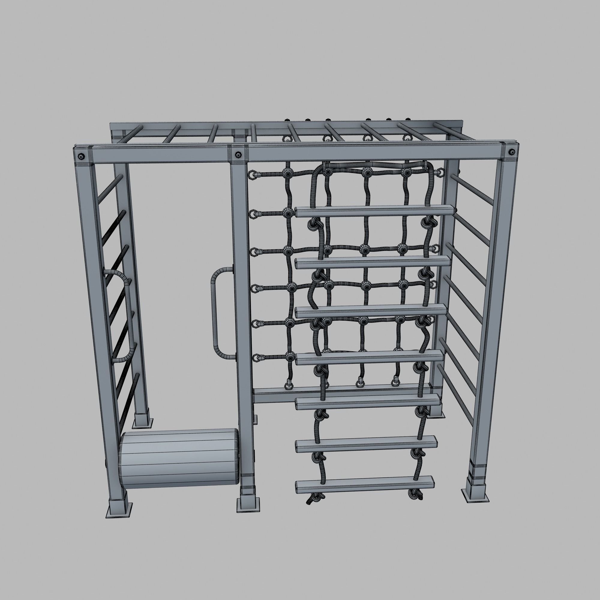 Wooden Playground Rope Climb For Kid and Games Low-poly 3D model_17