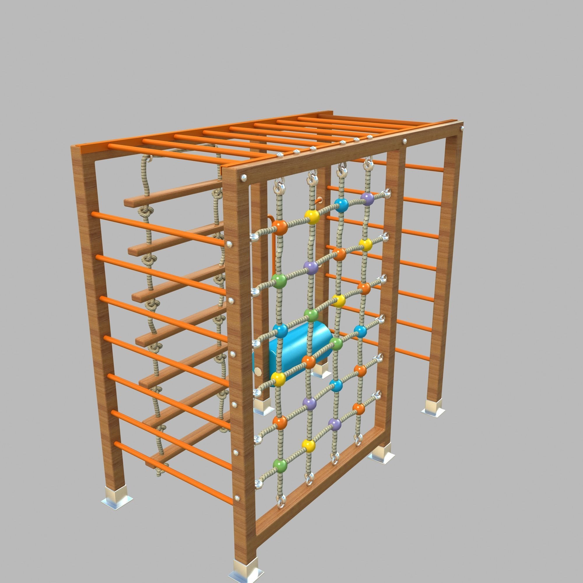 Wooden Playground Rope Climb For Kid and Games Low-poly 3D model_9