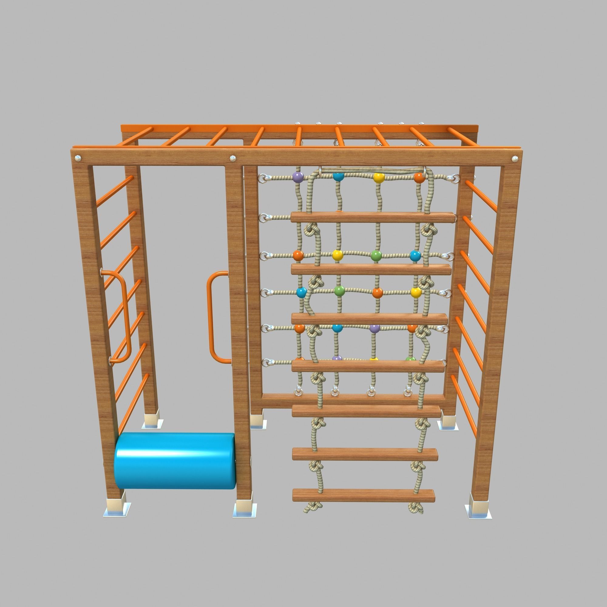 Wooden Playground Rope Climb For Kid and Games Low-poly 3D model_1