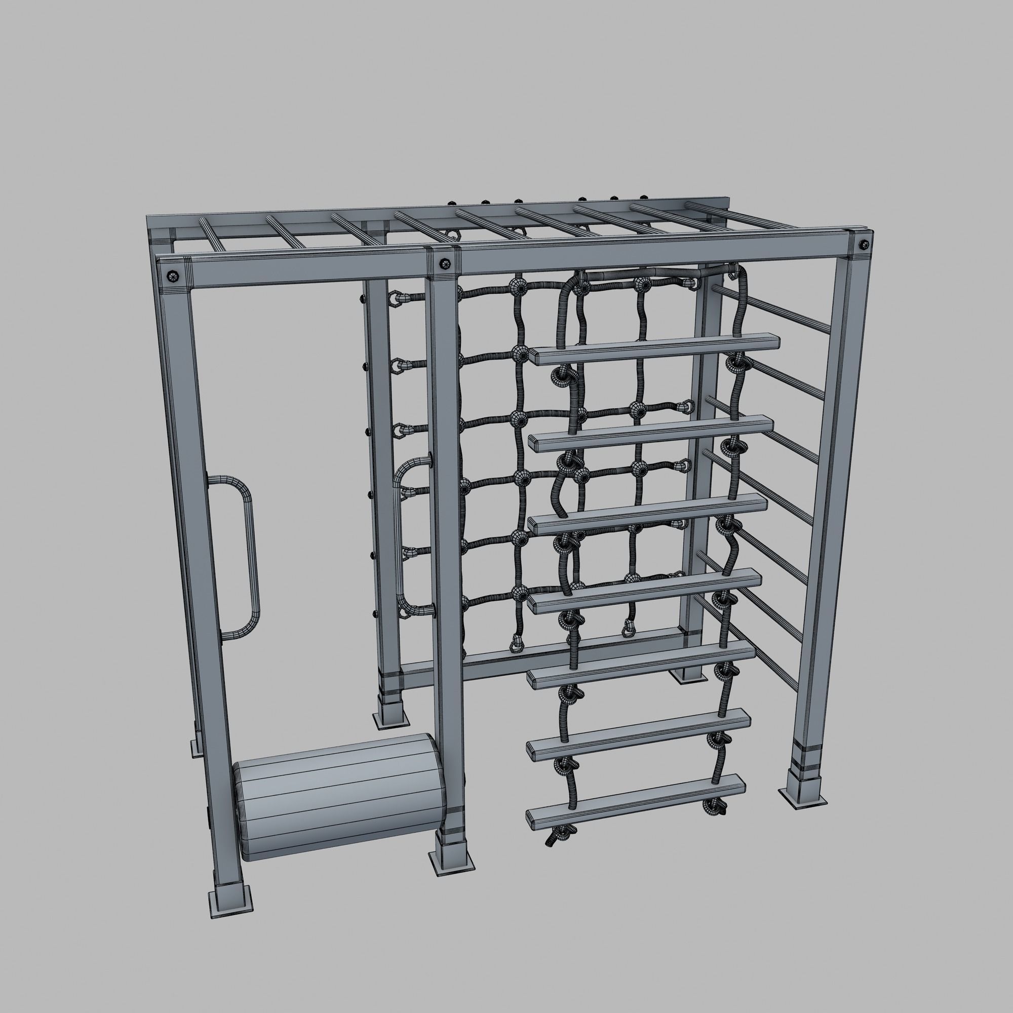 Wooden Playground Rope Climb For Kid and Games Low-poly 3D model_18