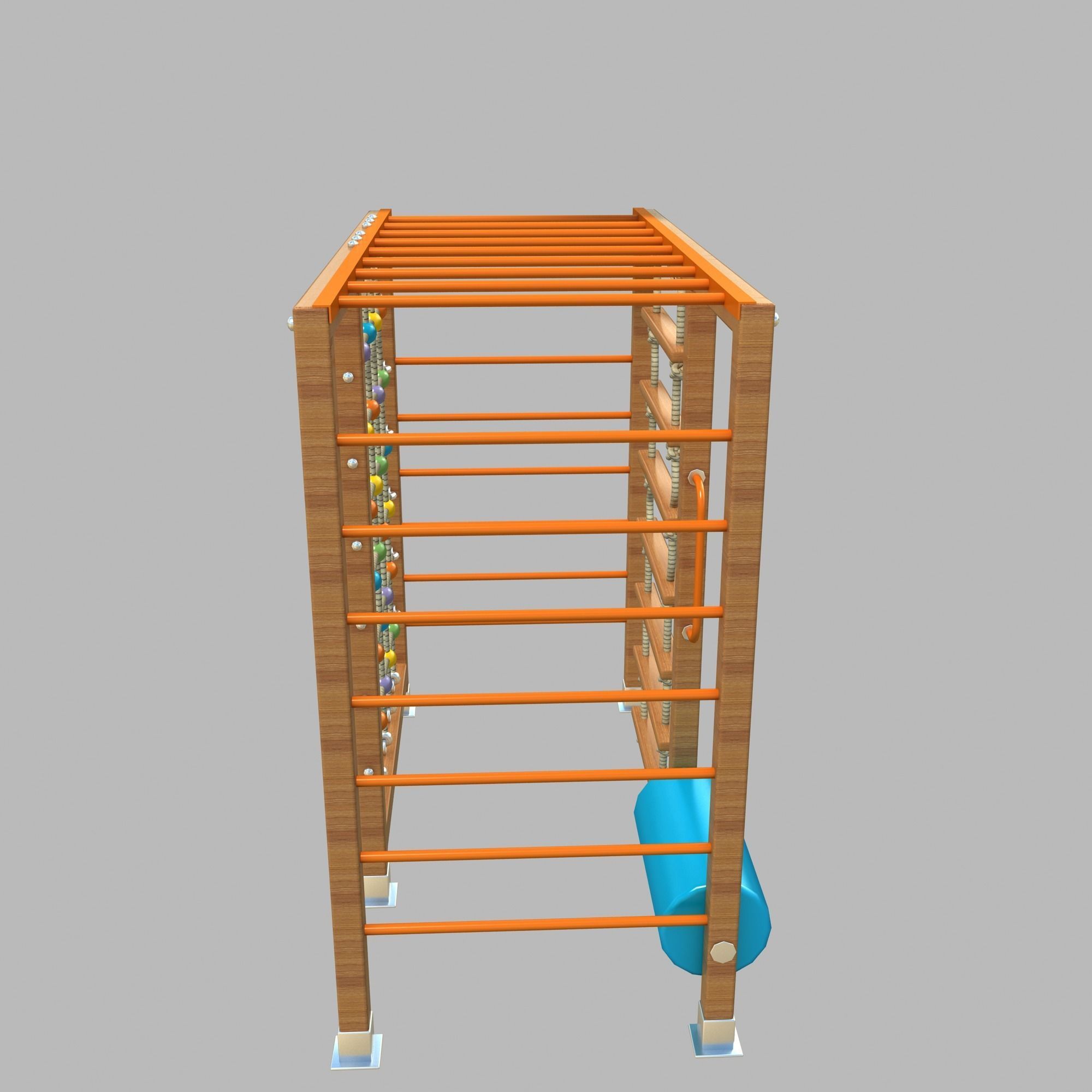 Wooden Playground Rope Climb For Kid and Games Low-poly 3D model_6
