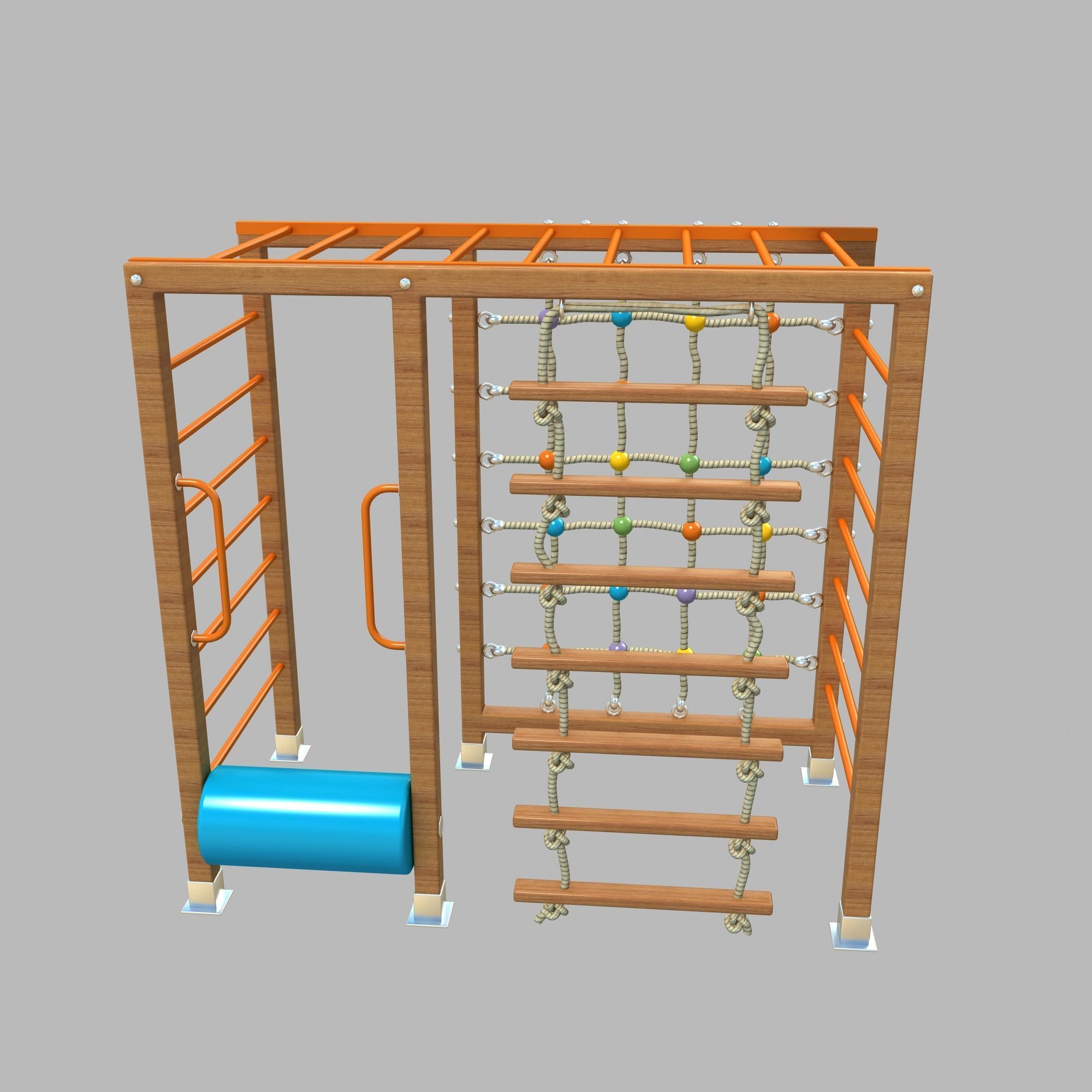 Wooden Playground Rope Climb For Kid and Games Low-poly 3D model_14