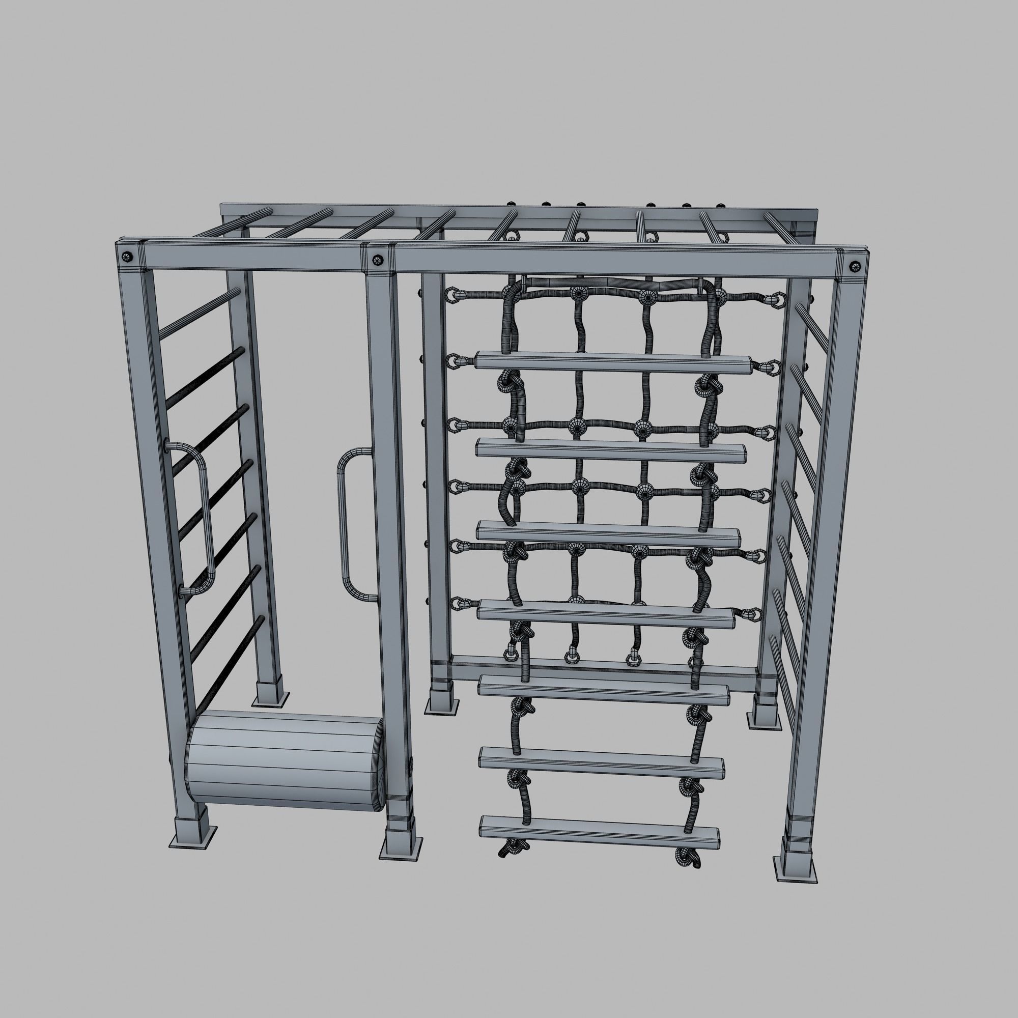Wooden Playground Rope Climb For Kid and Games Low-poly 3D model_30