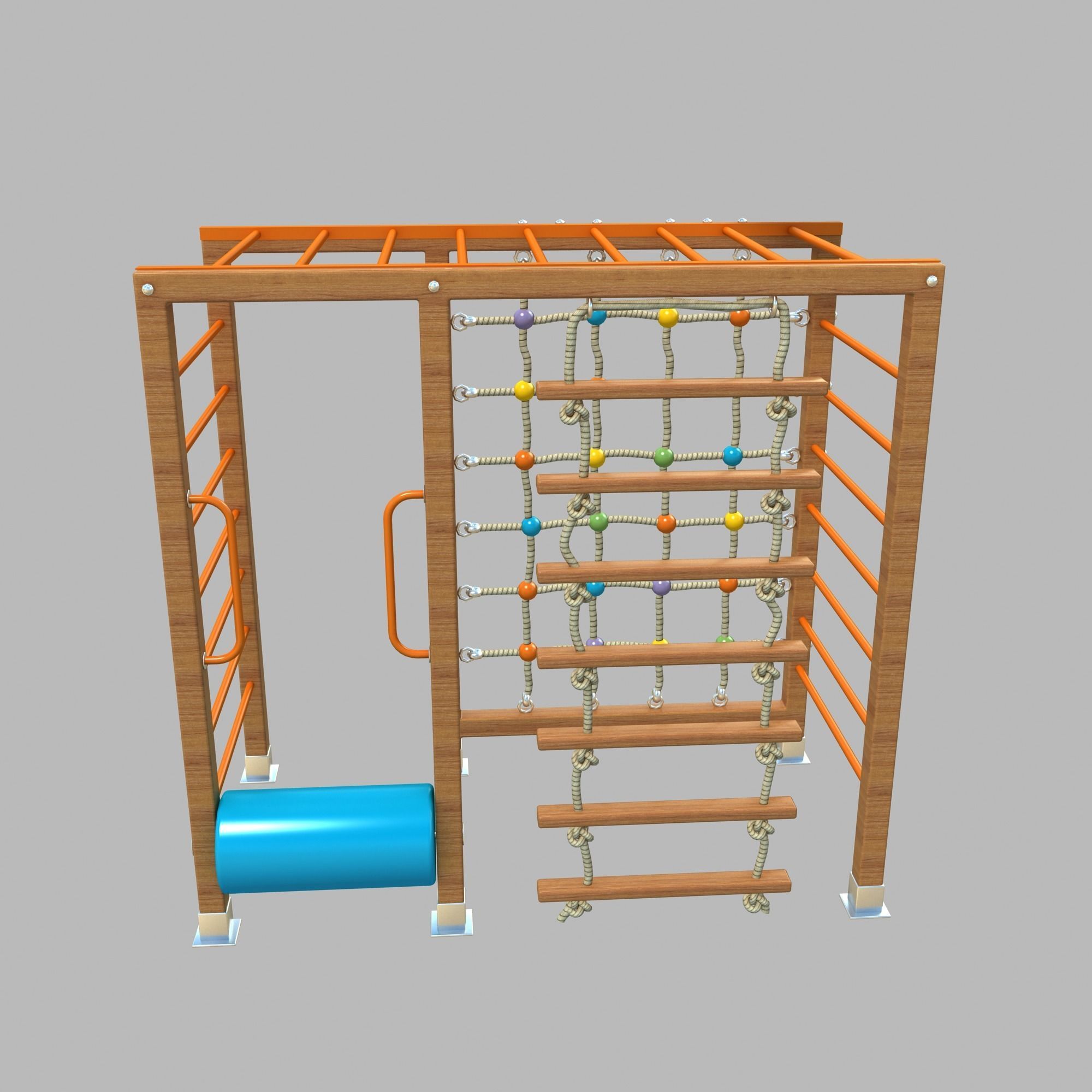 Wooden Playground Rope Climb For Kid and Games Low-poly 3D model_2