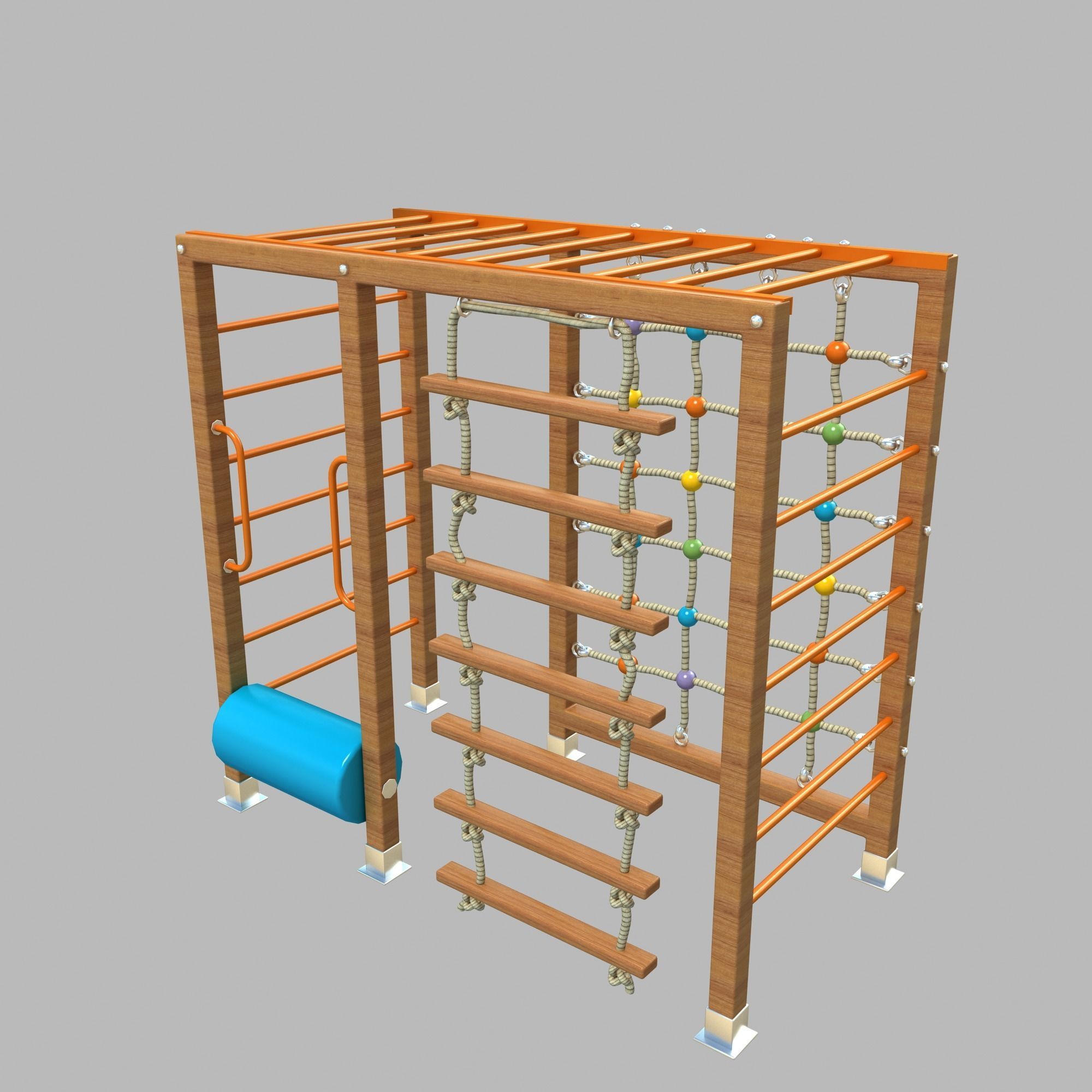 Wooden Playground Rope Climb For Kid and Games Low-poly 3D model_12