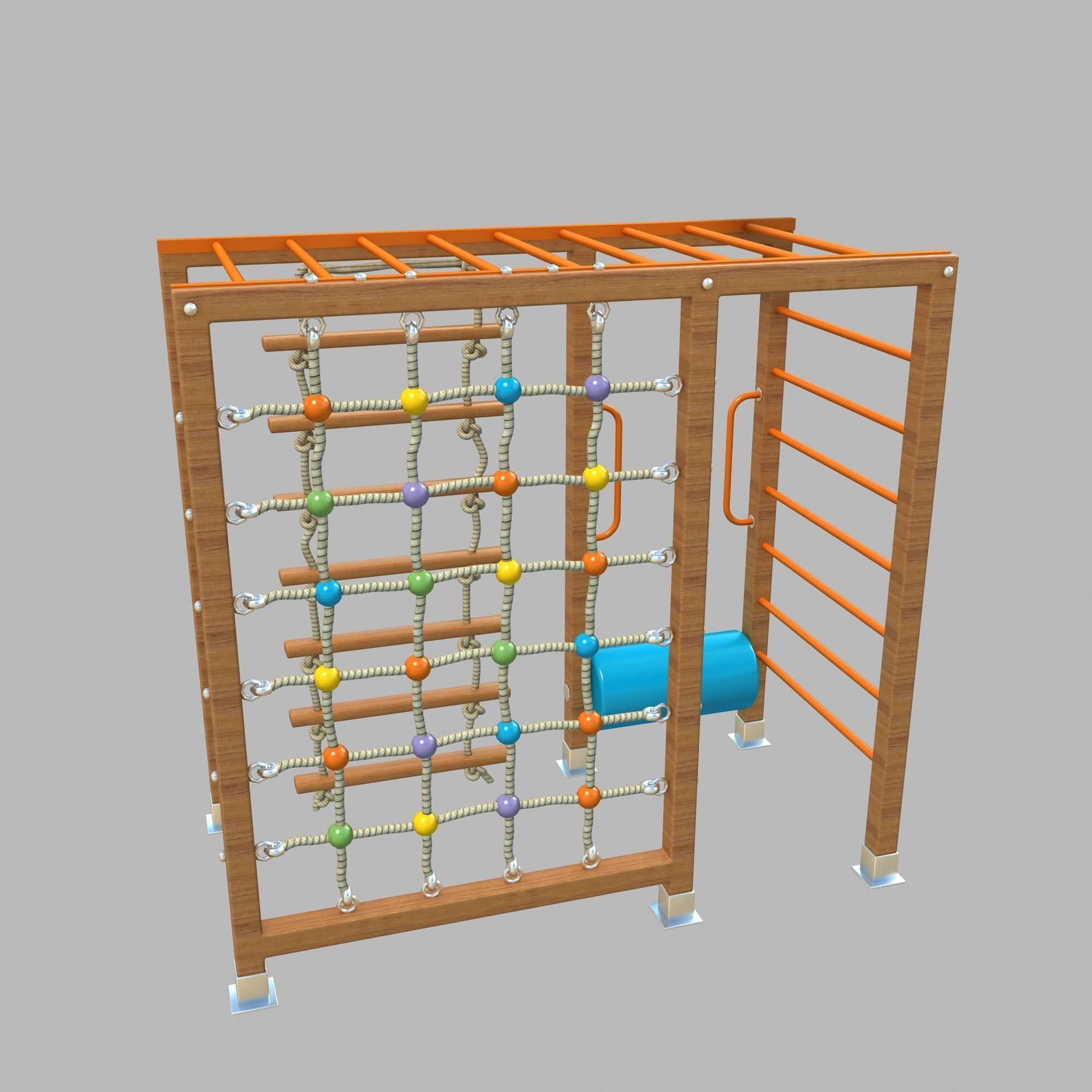 Wooden Playground Rope Climb For Kid and Games Low-poly 3D model_8