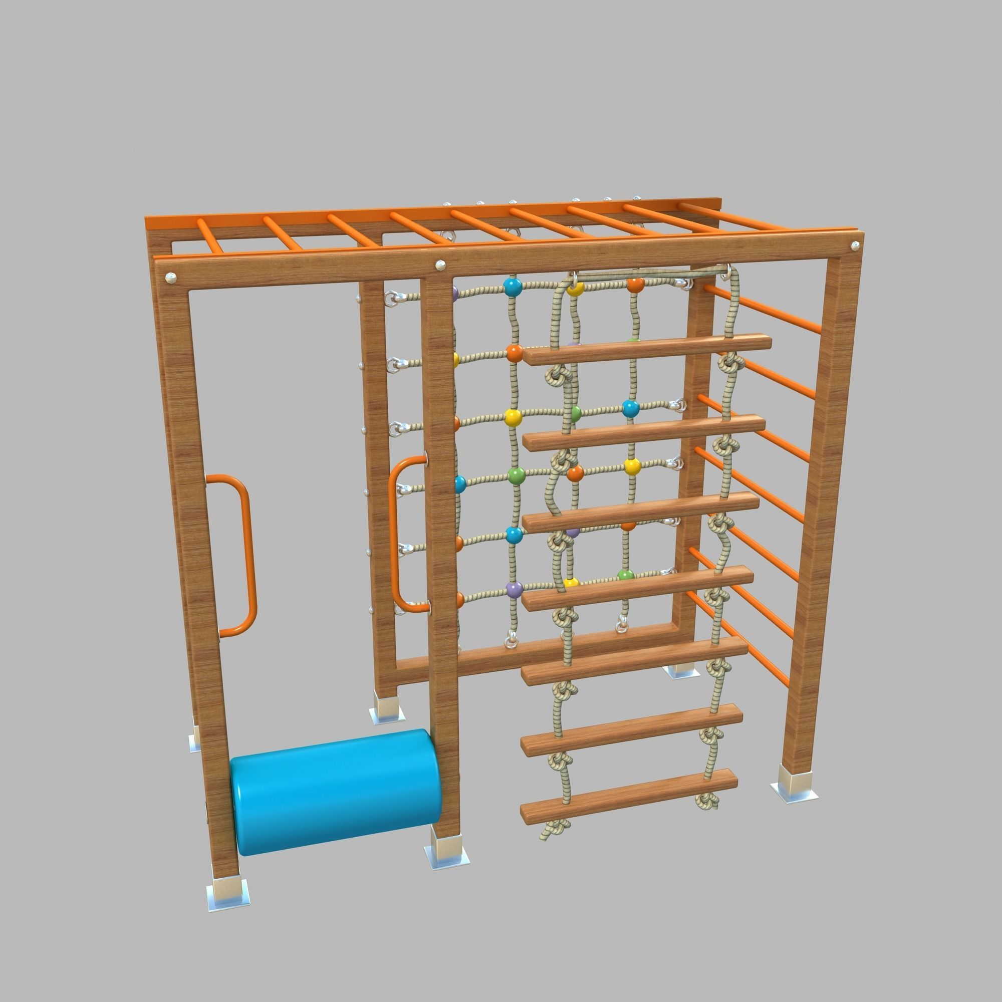 Wooden Playground Rope Climb For Kid and Games Low-poly 3D model_3