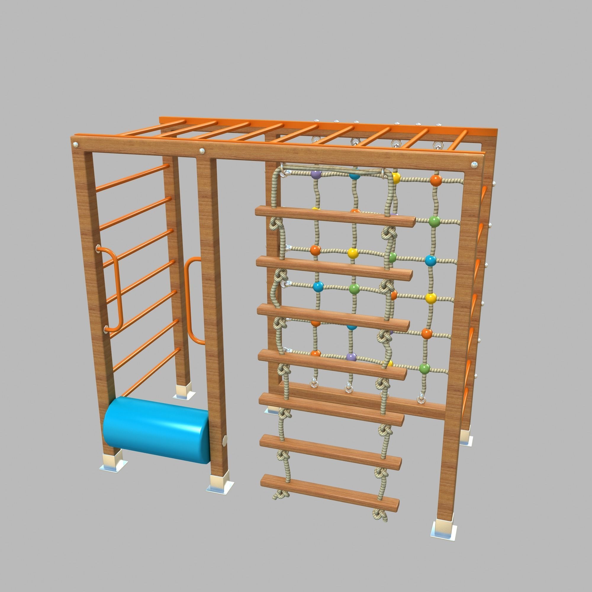 Wooden Playground Rope Climb For Kid and Games Low-poly 3D model_13