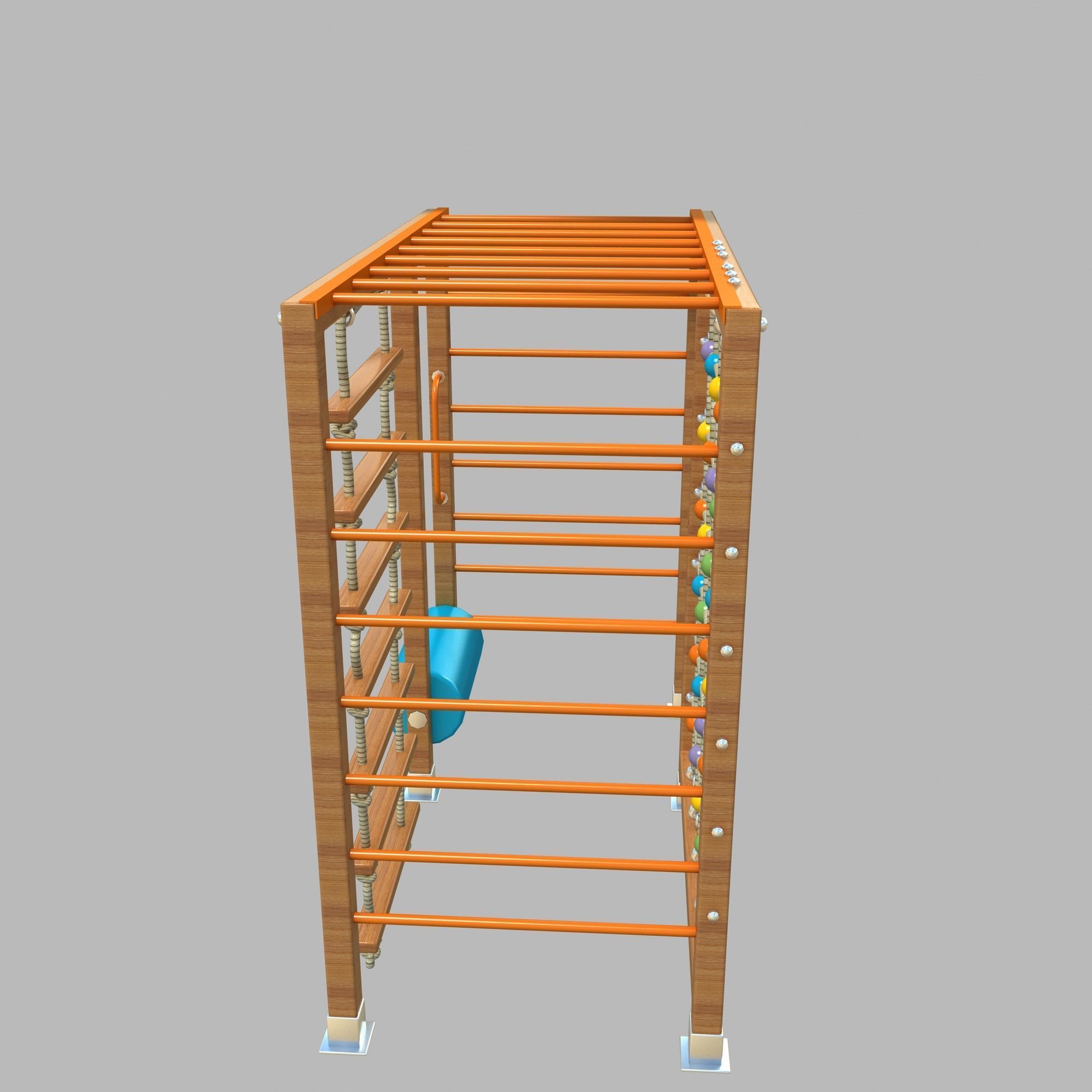 Wooden Playground Rope Climb For Kid and Games Low-poly 3D model_10