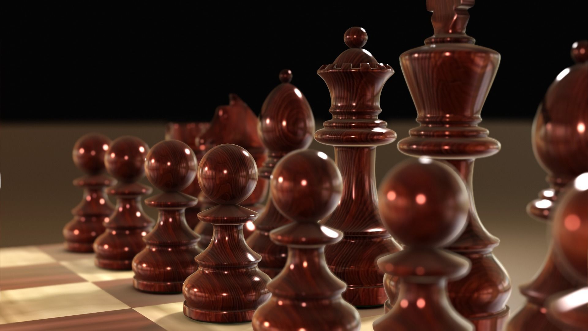 Chess Set Classic Low-poly 3D model_8