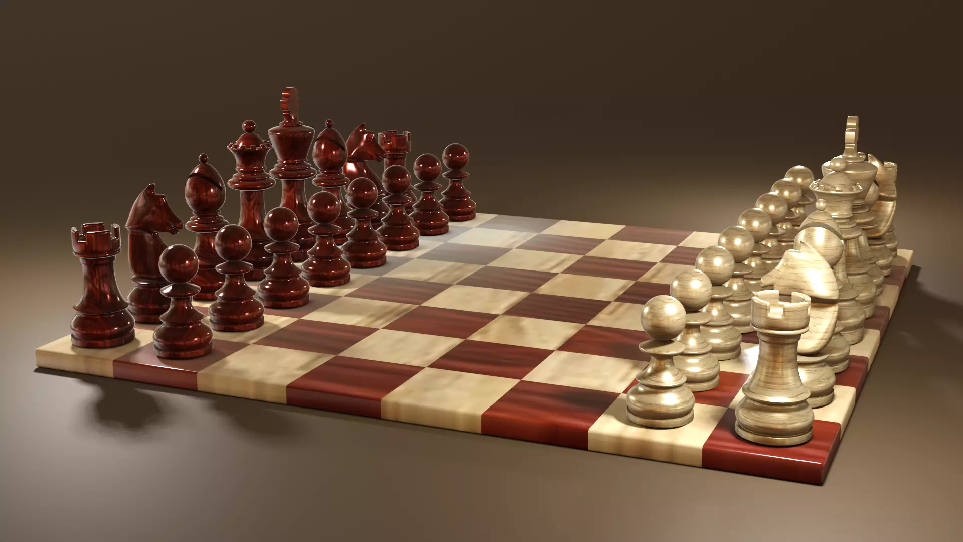 Chess Set Classic Low-poly 3D model_0