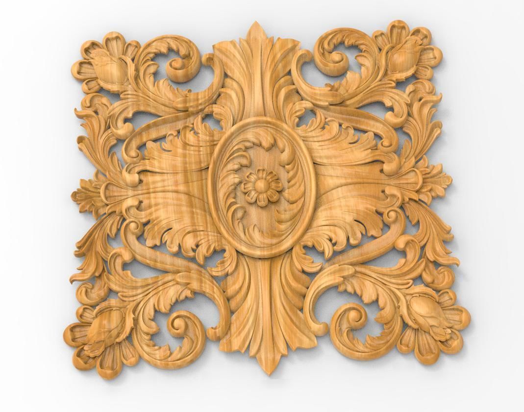 Ornament gold ornate medallion 3D print model_3