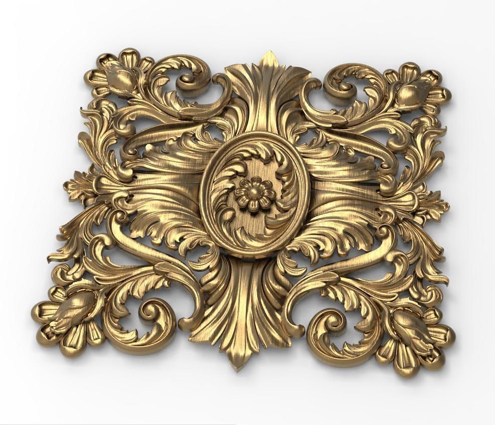 Ornament gold ornate medallion 3D print model_2