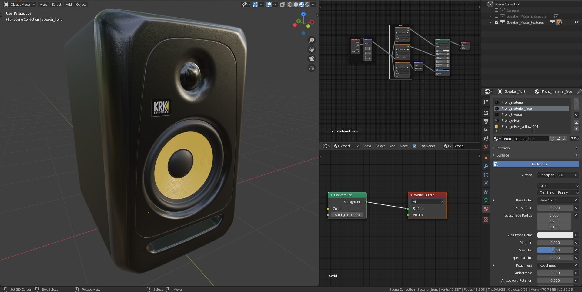 KRK Classic 5 Studio Monitor Speakers Free 3D model_10