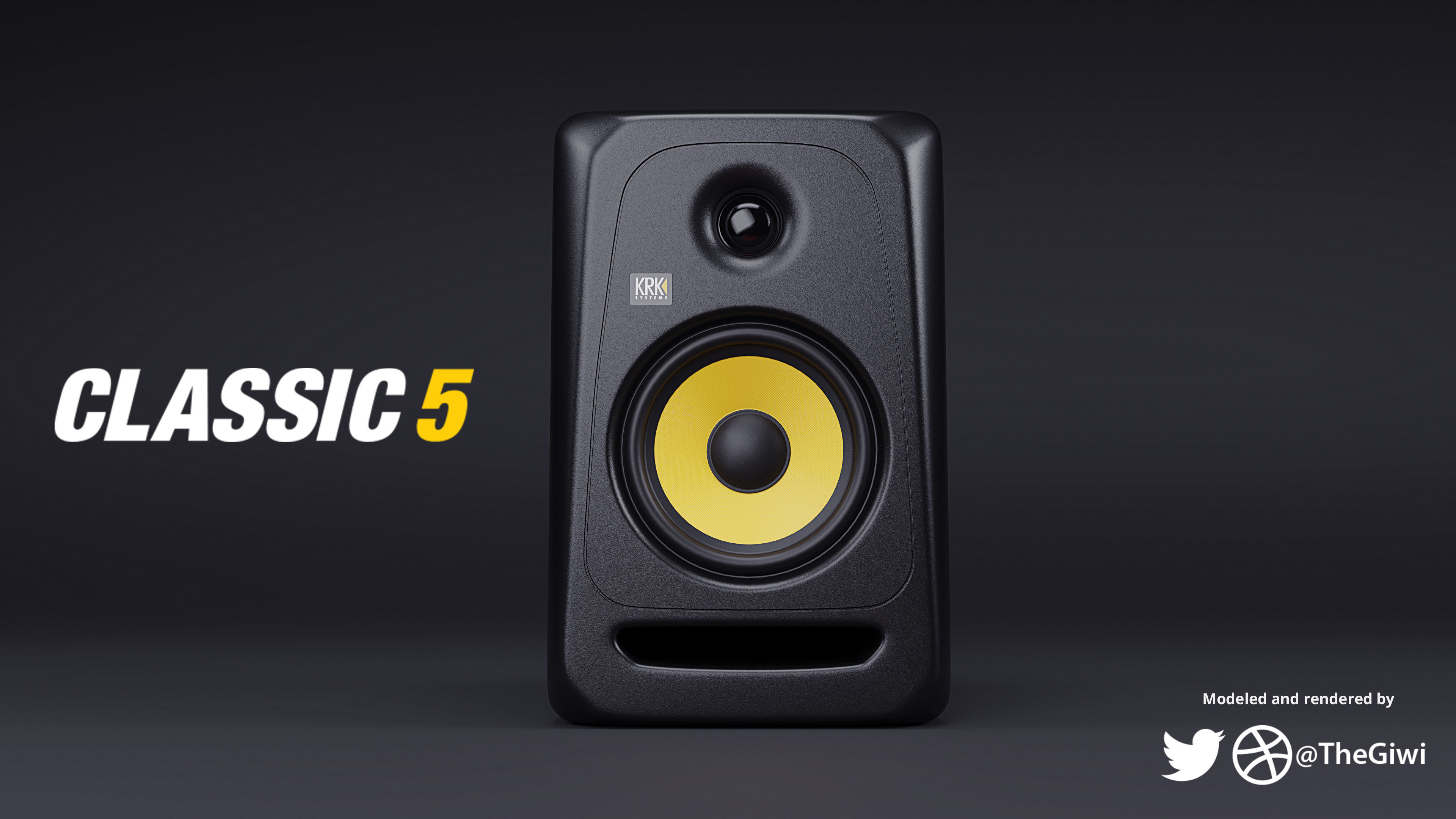 KRK Classic 5 Studio Monitor Speakers Free 3D model_6