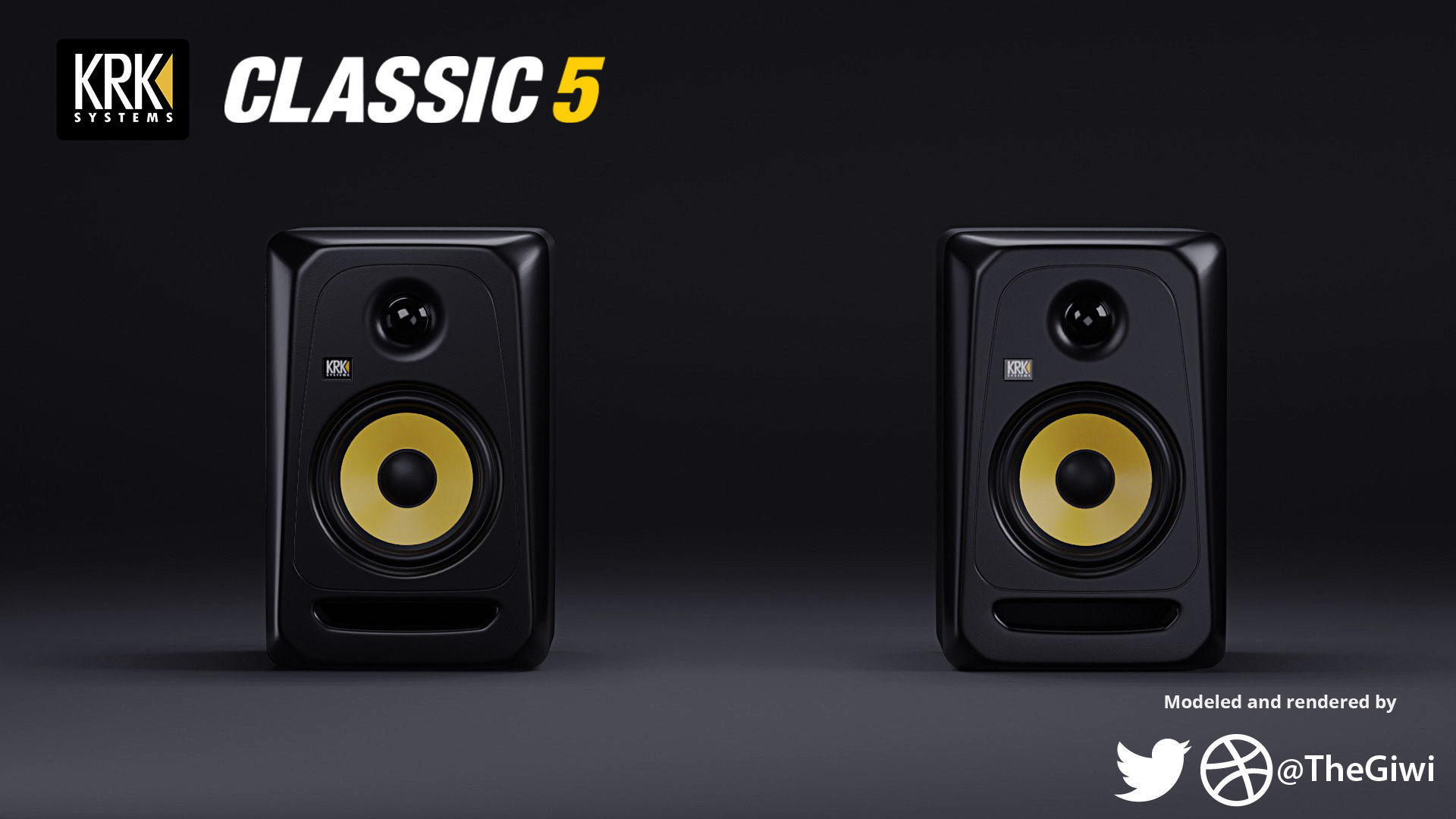 KRK Classic 5 Studio Monitor Speakers Free 3D model_4