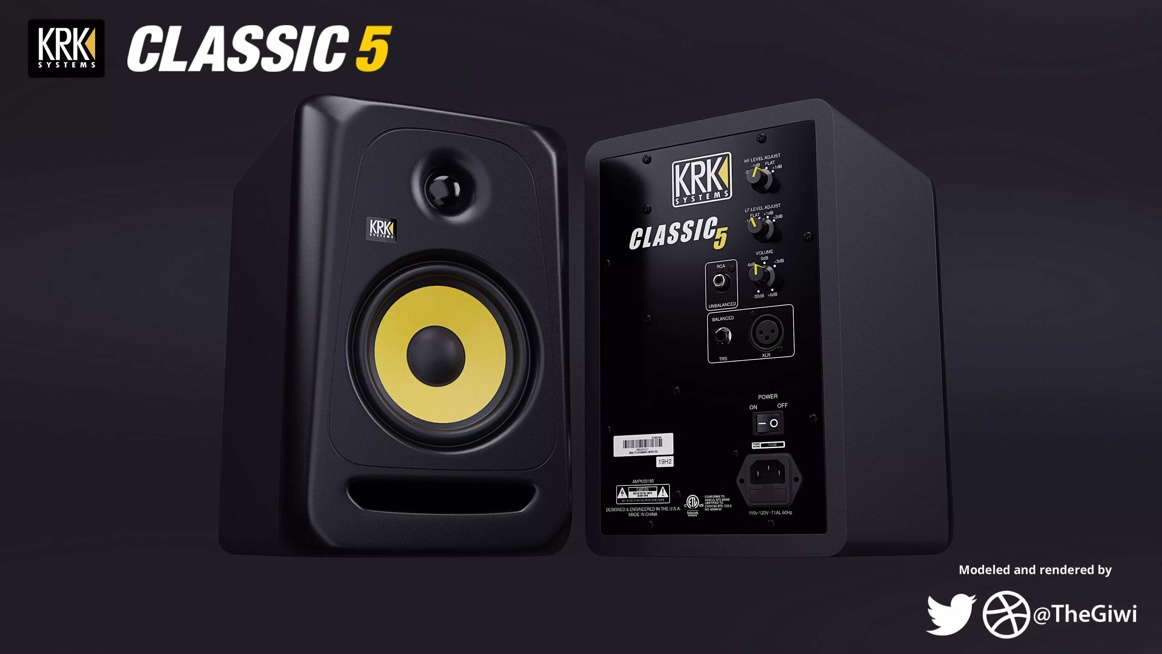 KRK Classic 5 Studio Monitor Speakers Free 3D model_0