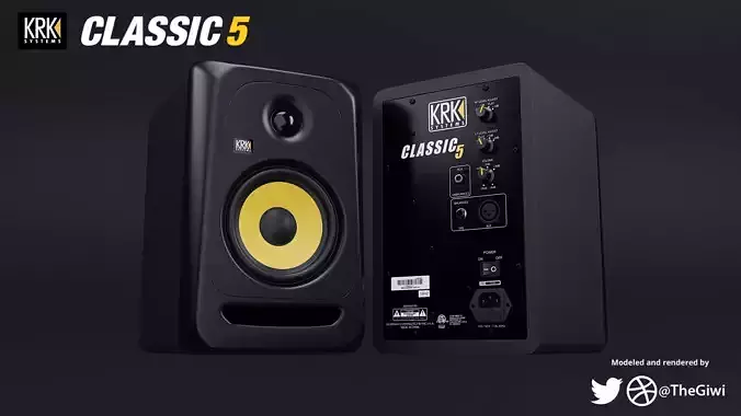  KRK Classic 5 Studio Monitor Speakers Free 3D model