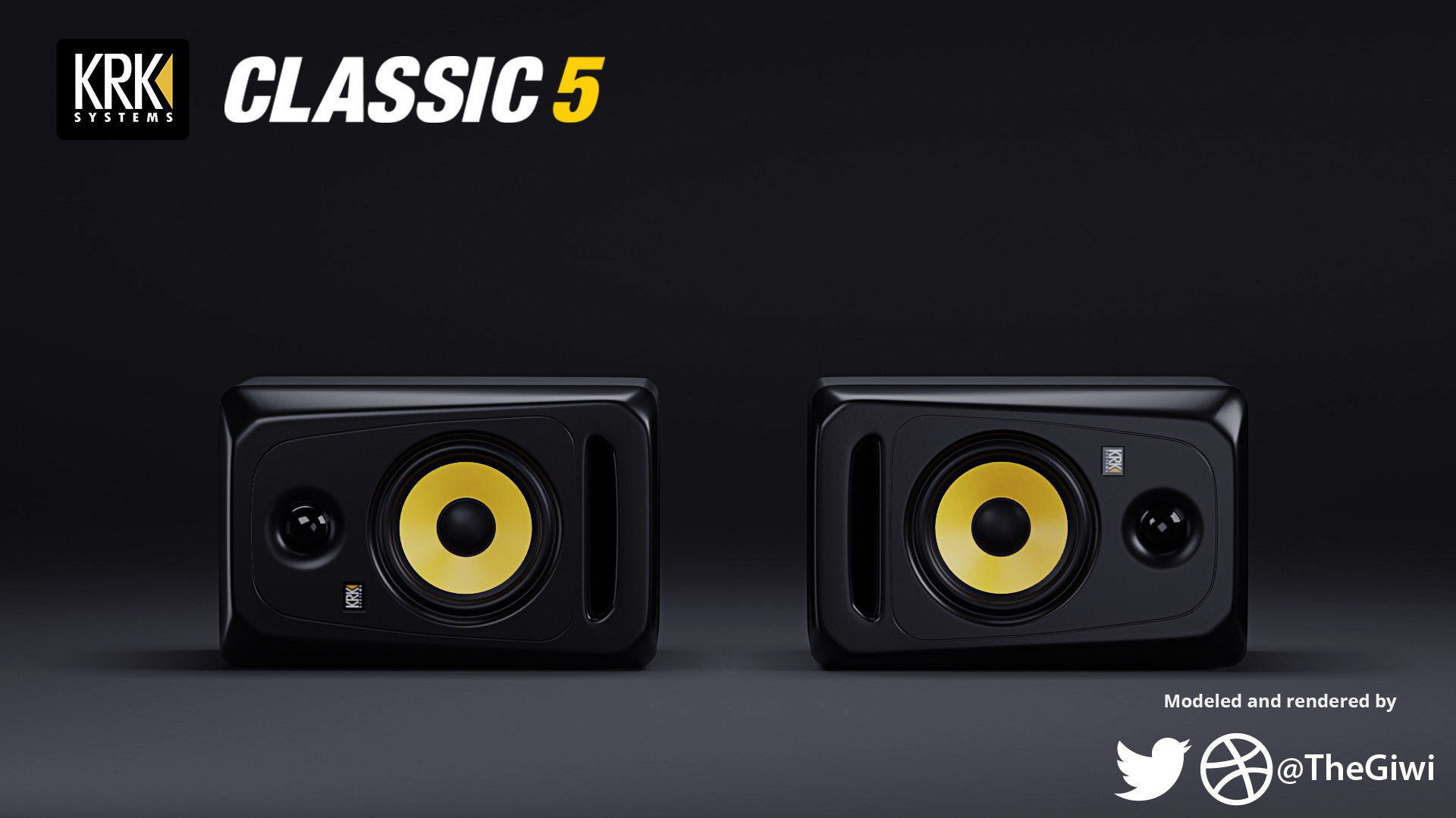 KRK Classic 5 Studio Monitor Speakers Free 3D model_3