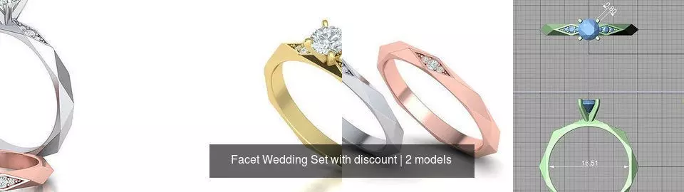 Facet Wedding Set with discount 3D Model Collection_1