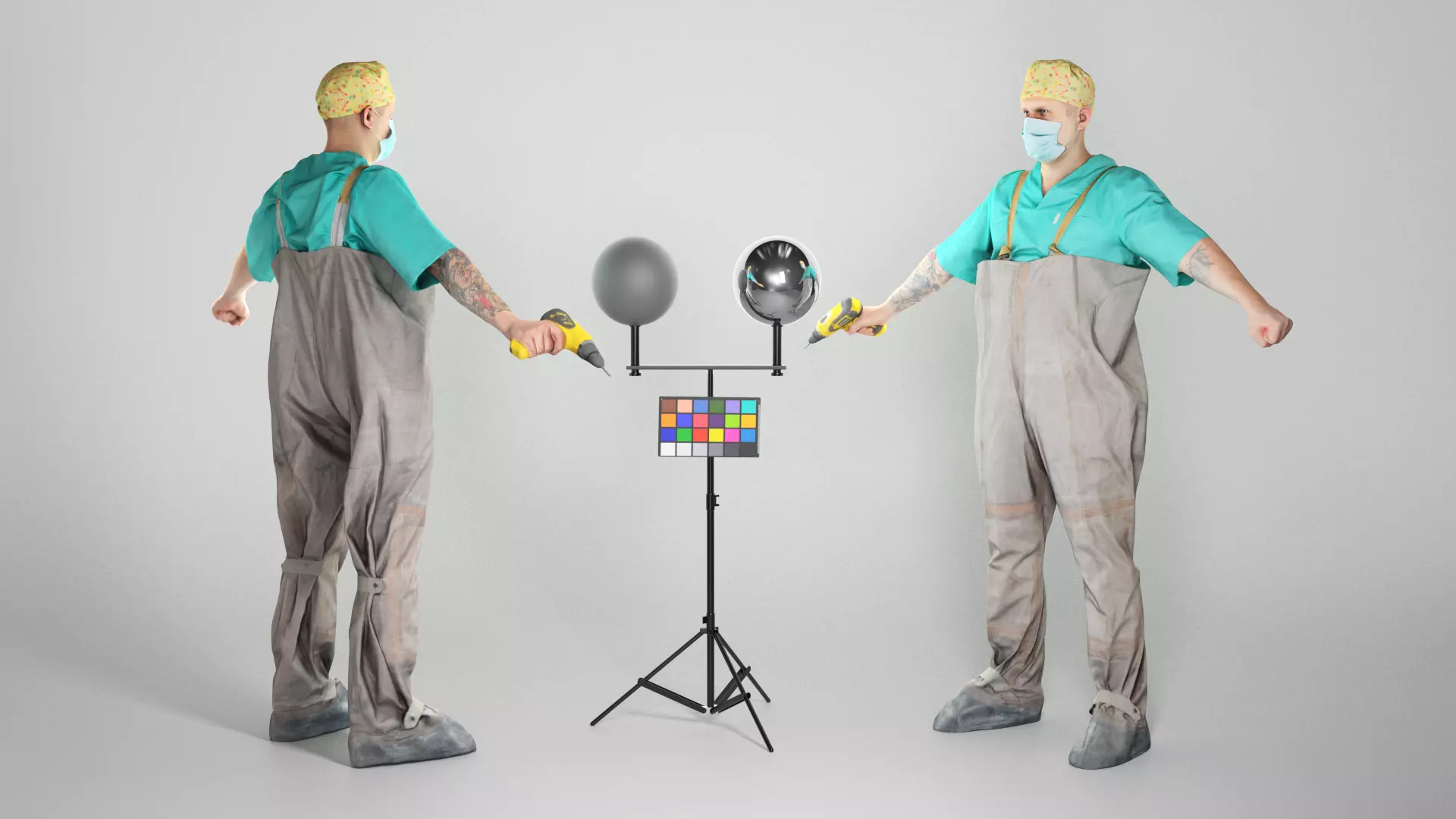 Doctor-killer with a drill 50 Low-poly 3D model