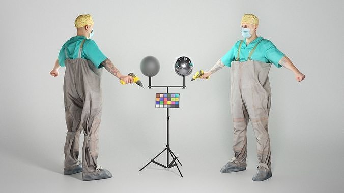 Doctor-killer with a drill 50 Low-poly 3D model