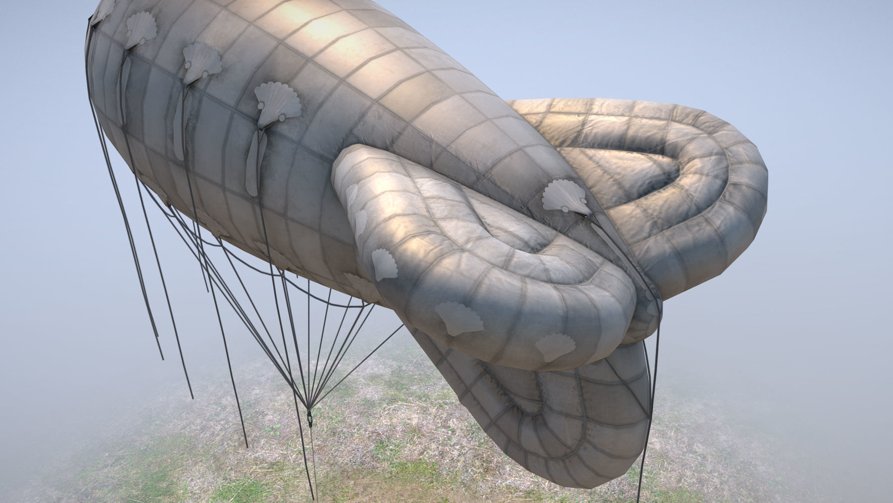 WW2 Barrage Balloon 01  Low-poly 3D model_10