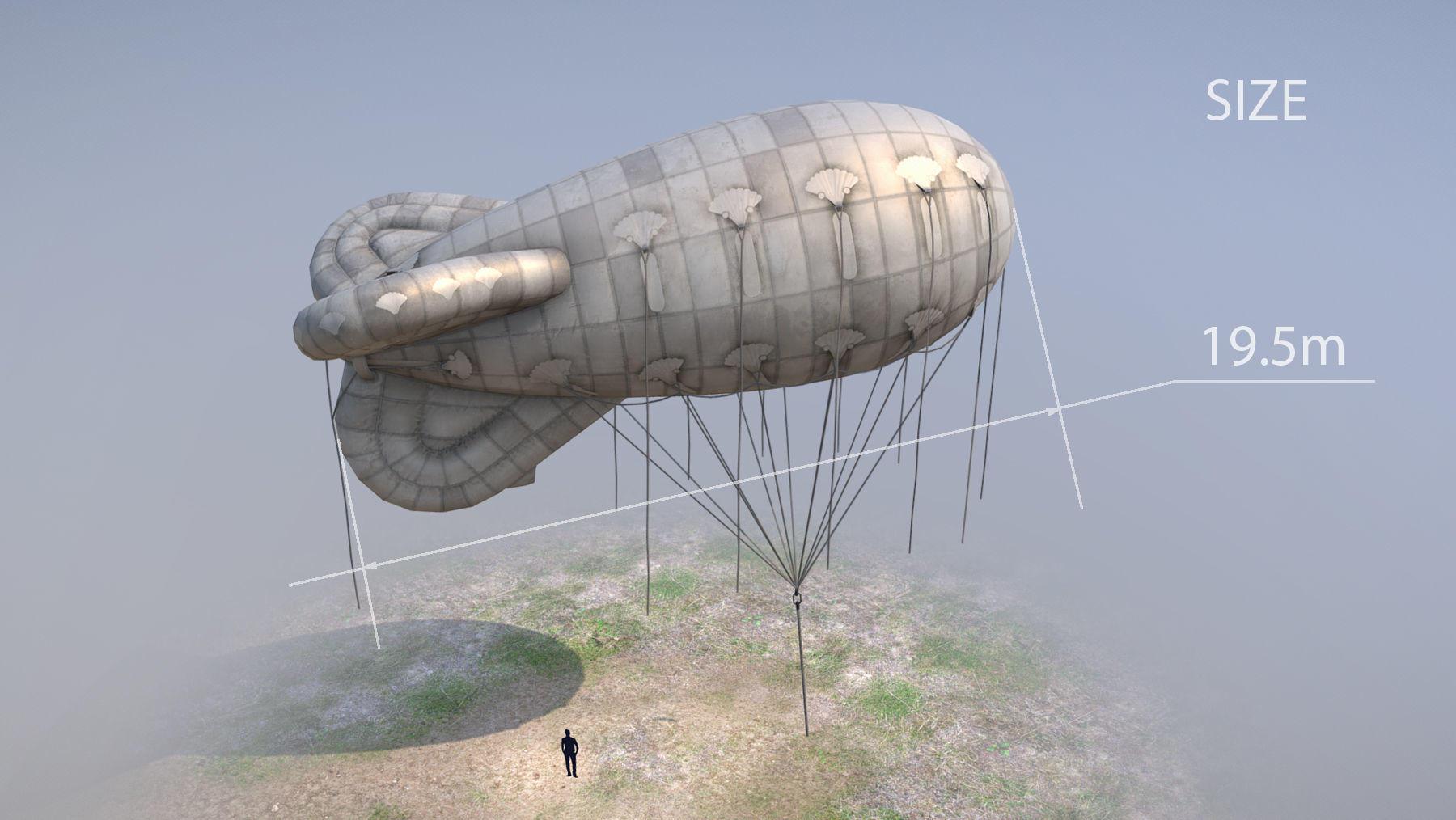 WW2 Barrage Balloon 01  Low-poly 3D model_8