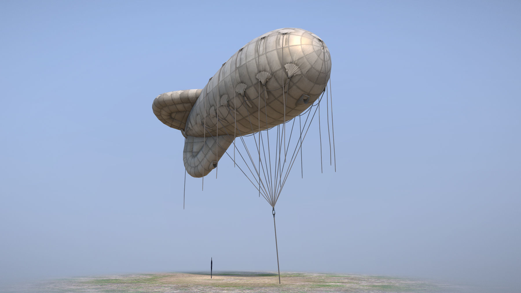 WW2 Barrage Balloon 01  Low-poly 3D model_9