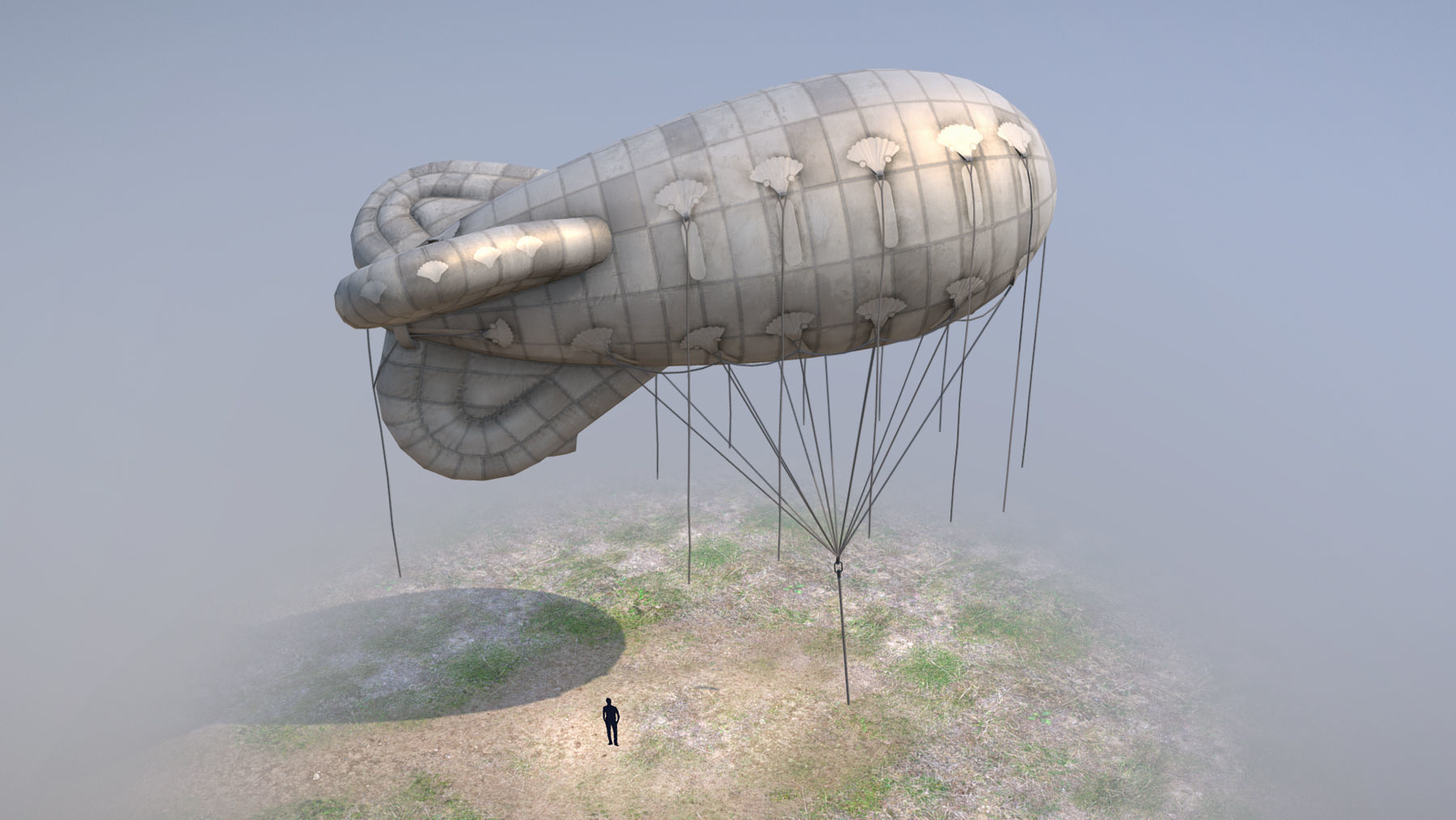 WW2 Barrage Balloon 01  Low-poly 3D model_7