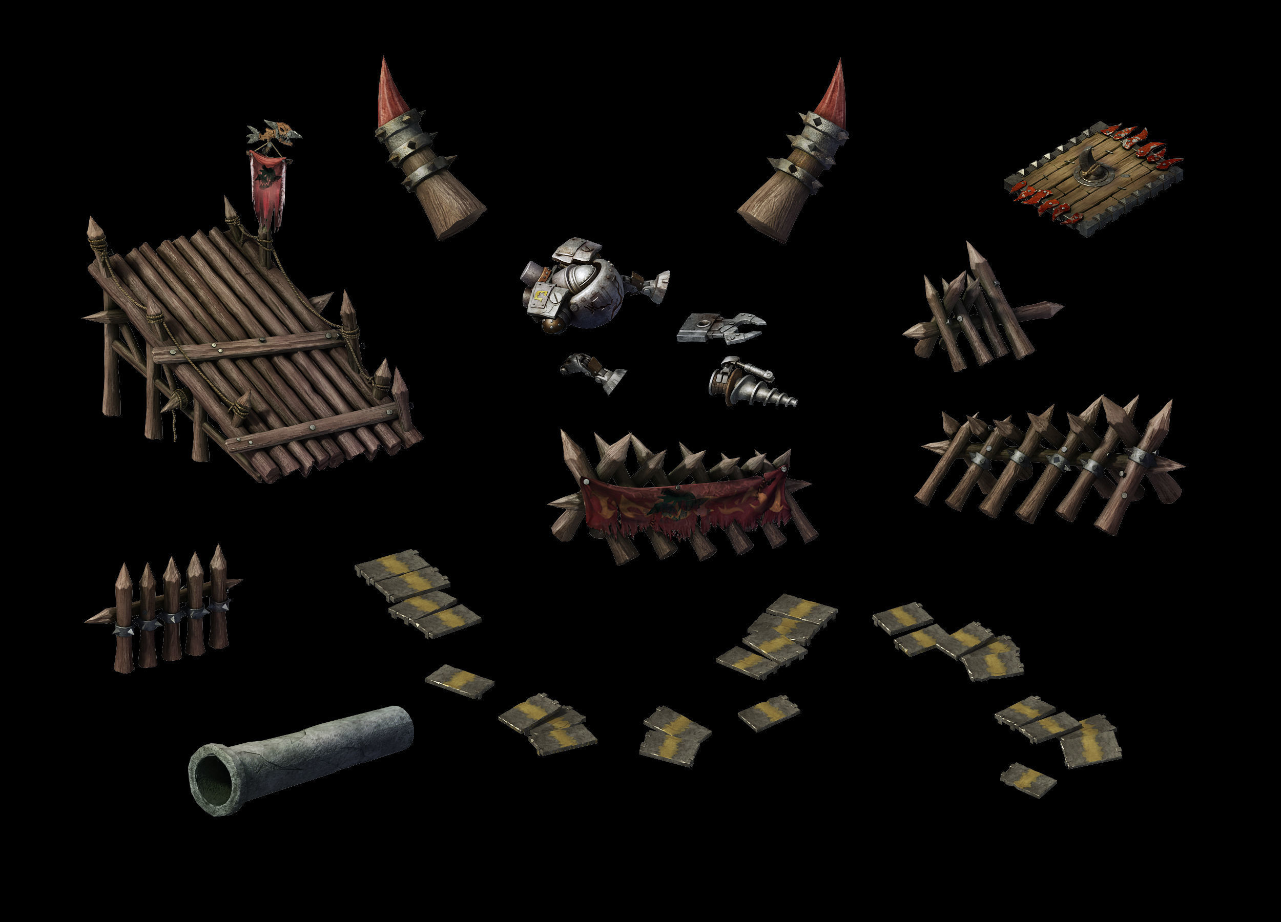 Dynasty Steam Harbour - Bridge Fence Damaged Machine 01 3D model_1