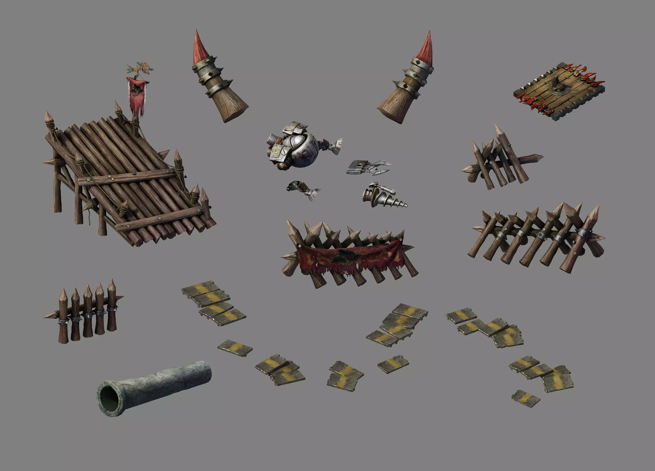 Dynasty Steam Harbour - Bridge Fence Damaged Machine 01 3D model_0