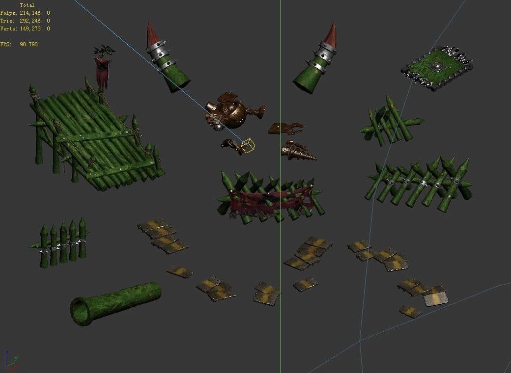 Dynasty Steam Harbour - Bridge Fence Damaged Machine 01 3D model_5