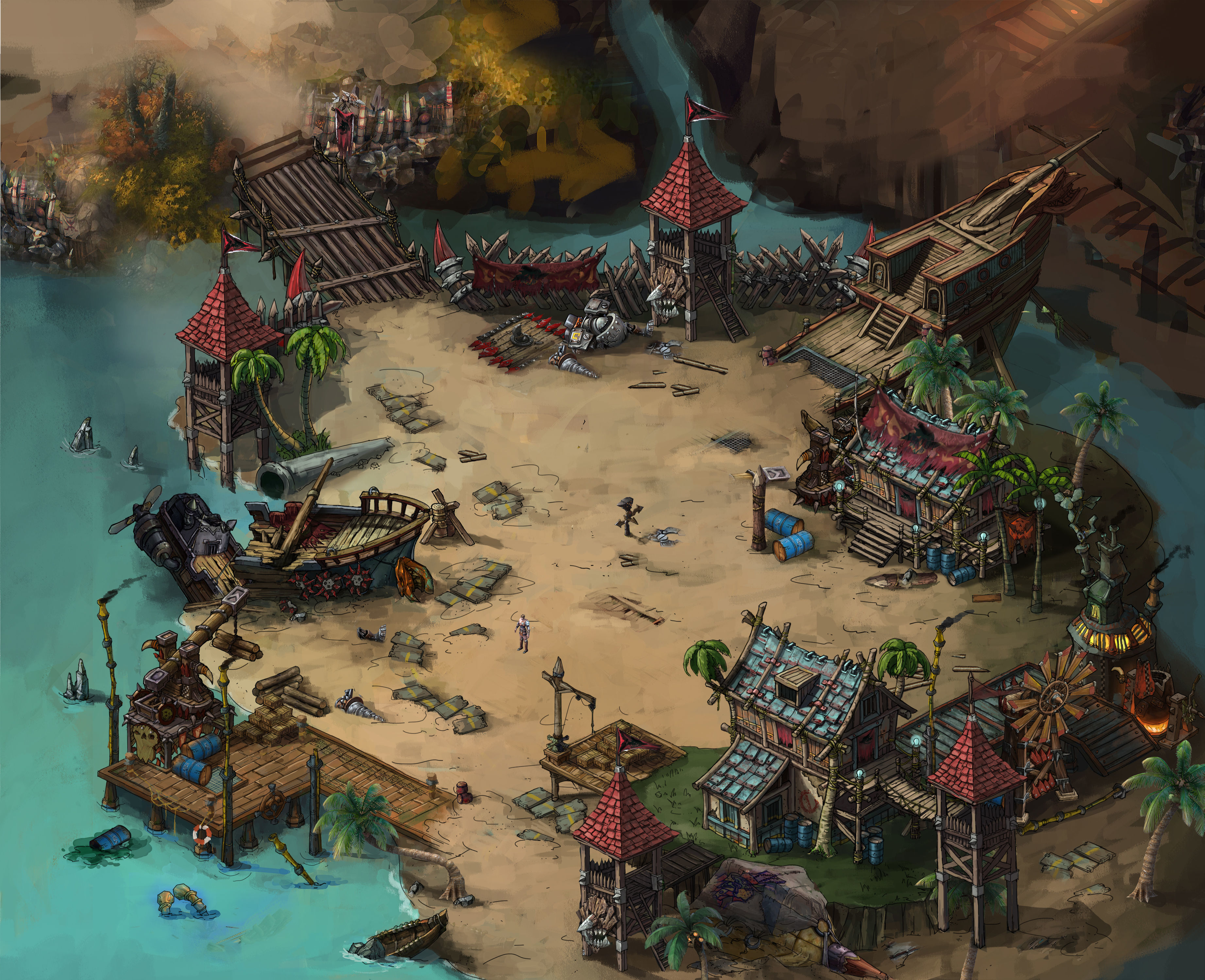 Dynasty Steam Harbour - Bridge Fence Damaged Machine 01 3D model_7