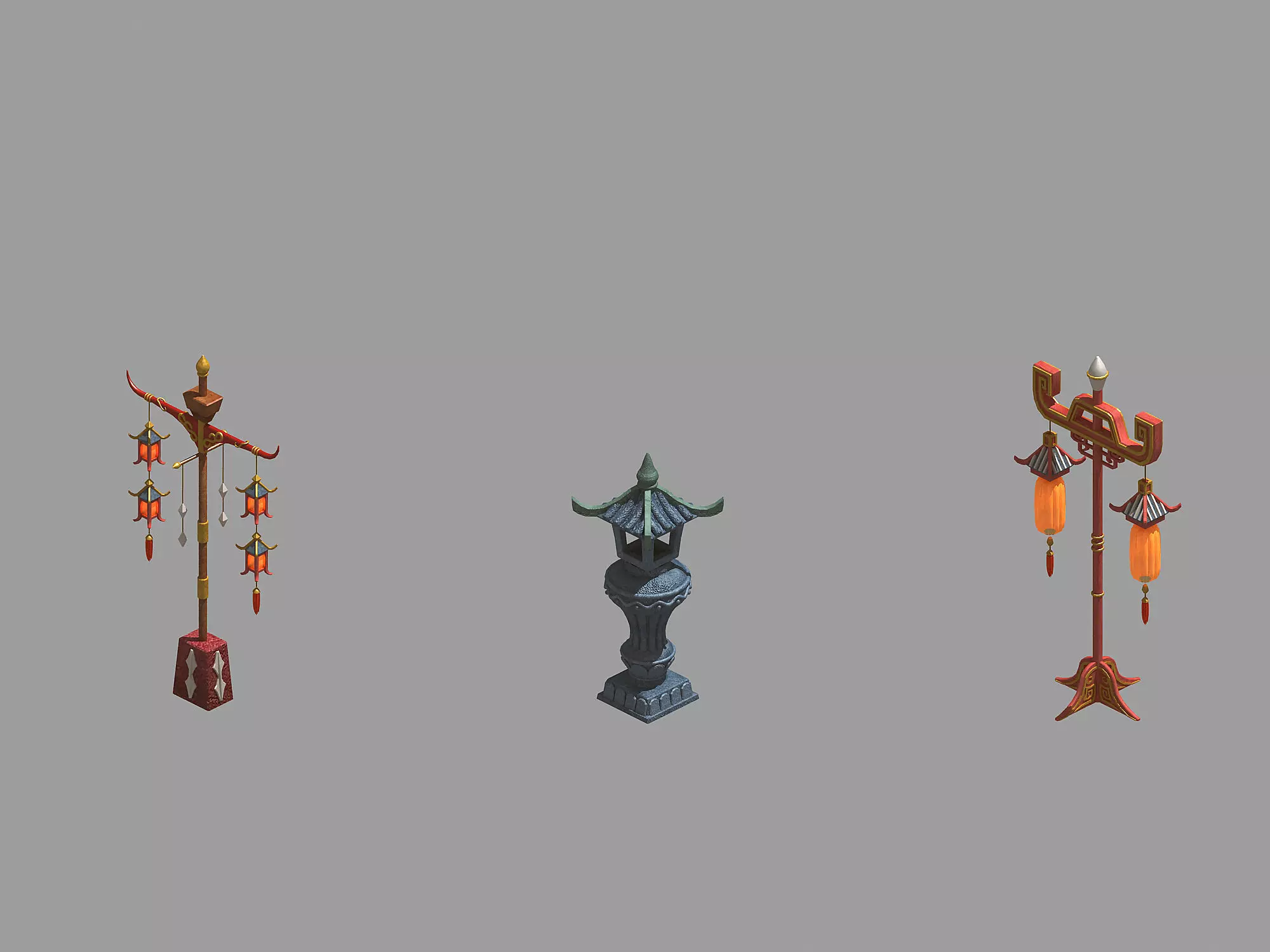 Dynasty China - Ancient - Street Lights 696 3D model_0