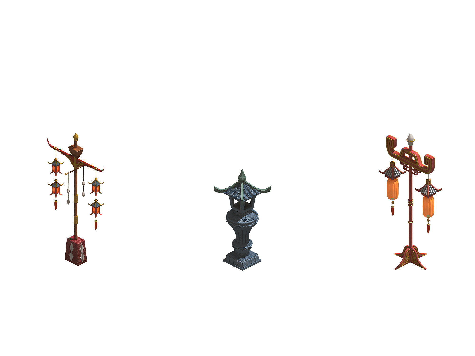 Dynasty China - Ancient - Street Lights 696 3D model_1