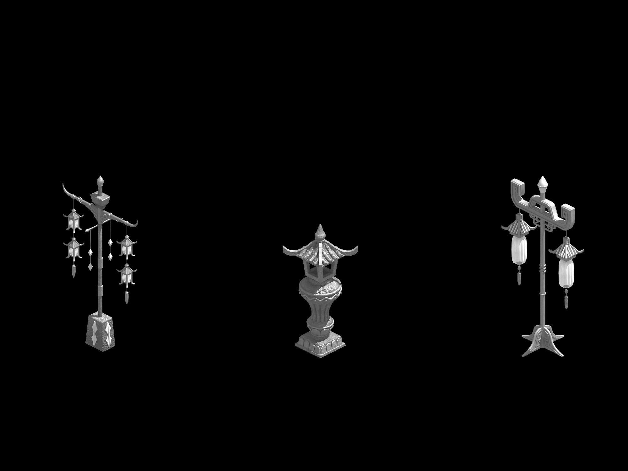 Dynasty China - Ancient - Street Lights 696 3D model_2